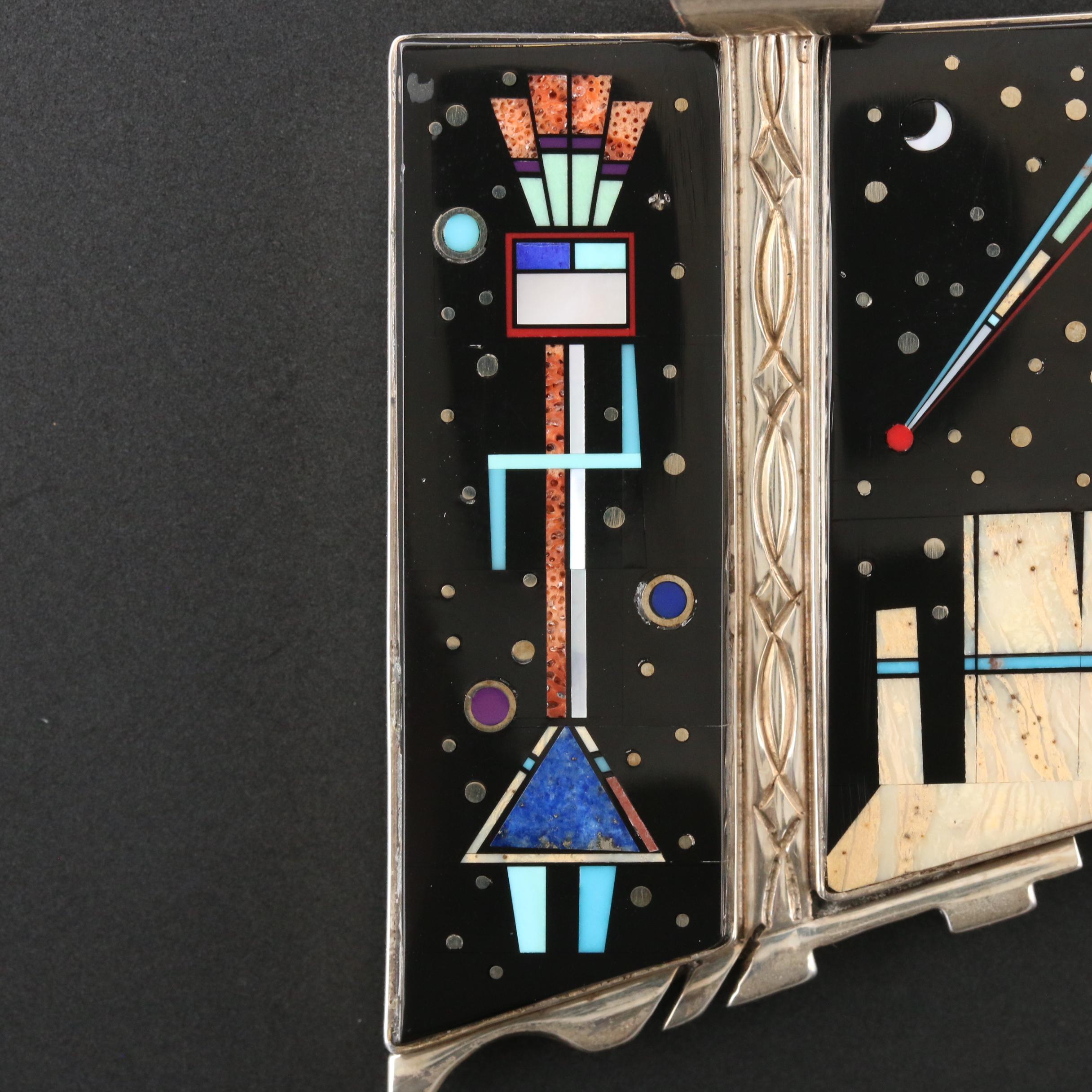 Melvin Cleveland Navajo Diné Sterling Pendant with Black Onyx, Coral and More