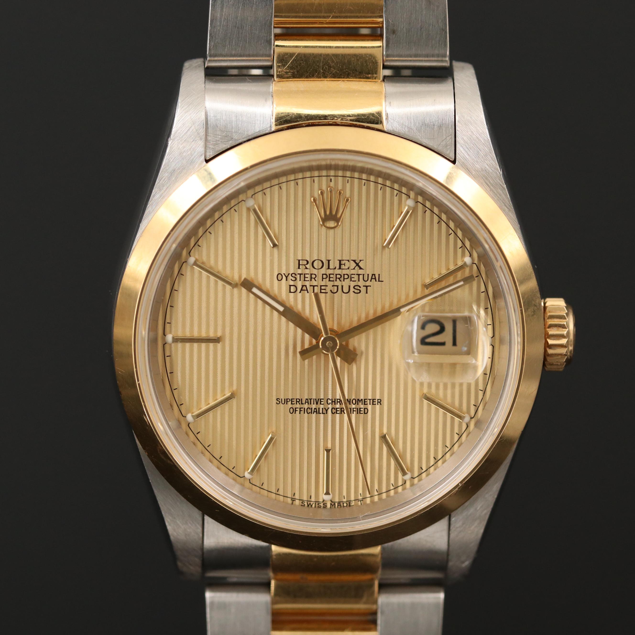 Rolex Datejust 18K Gold and Stainless Steel Watch, 1996