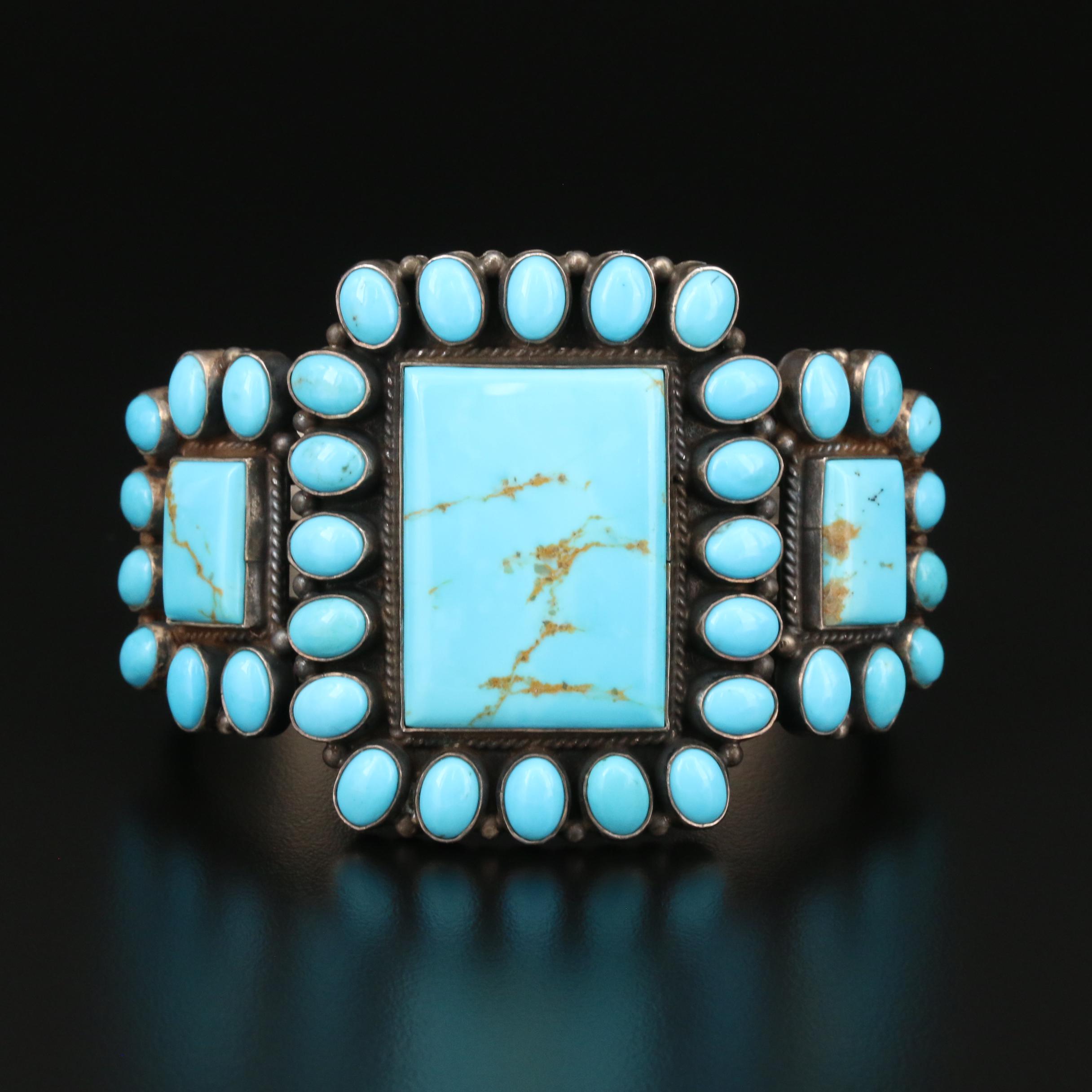 Anthony Skeets Navajo Diné Sterling Turquoise Cuff Bracelet