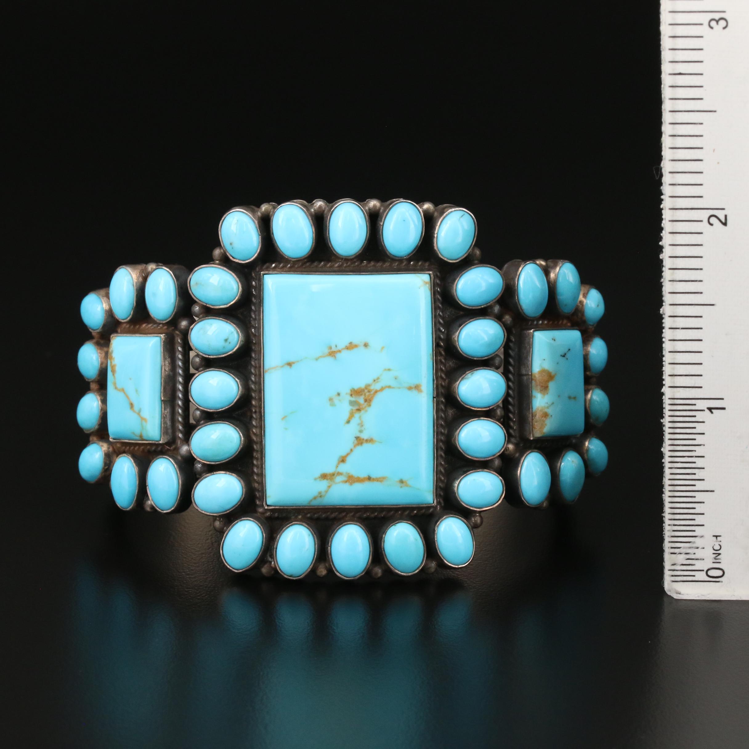 Anthony Skeets Navajo Diné Sterling Turquoise Cuff Bracelet
