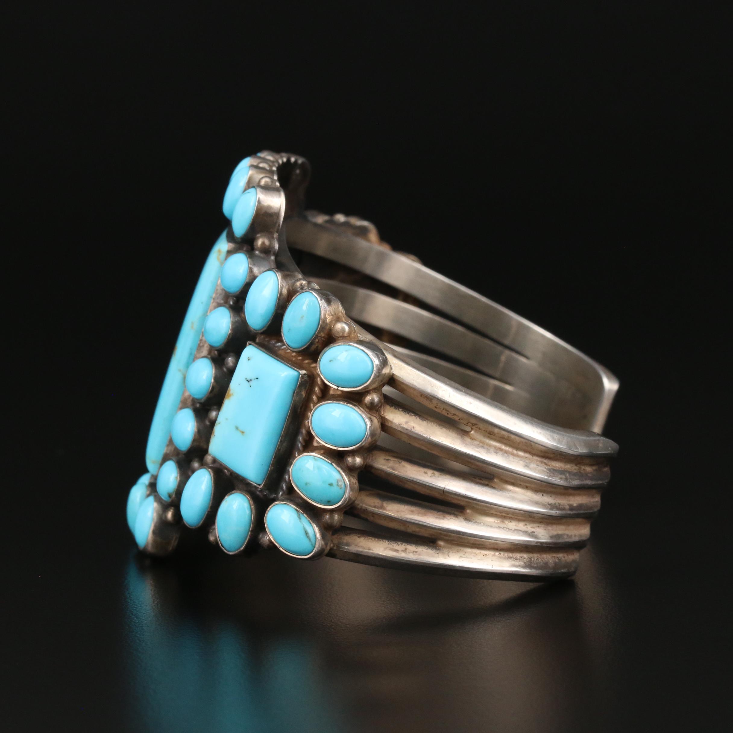 Anthony Skeets Navajo Diné Sterling Turquoise Cuff Bracelet
