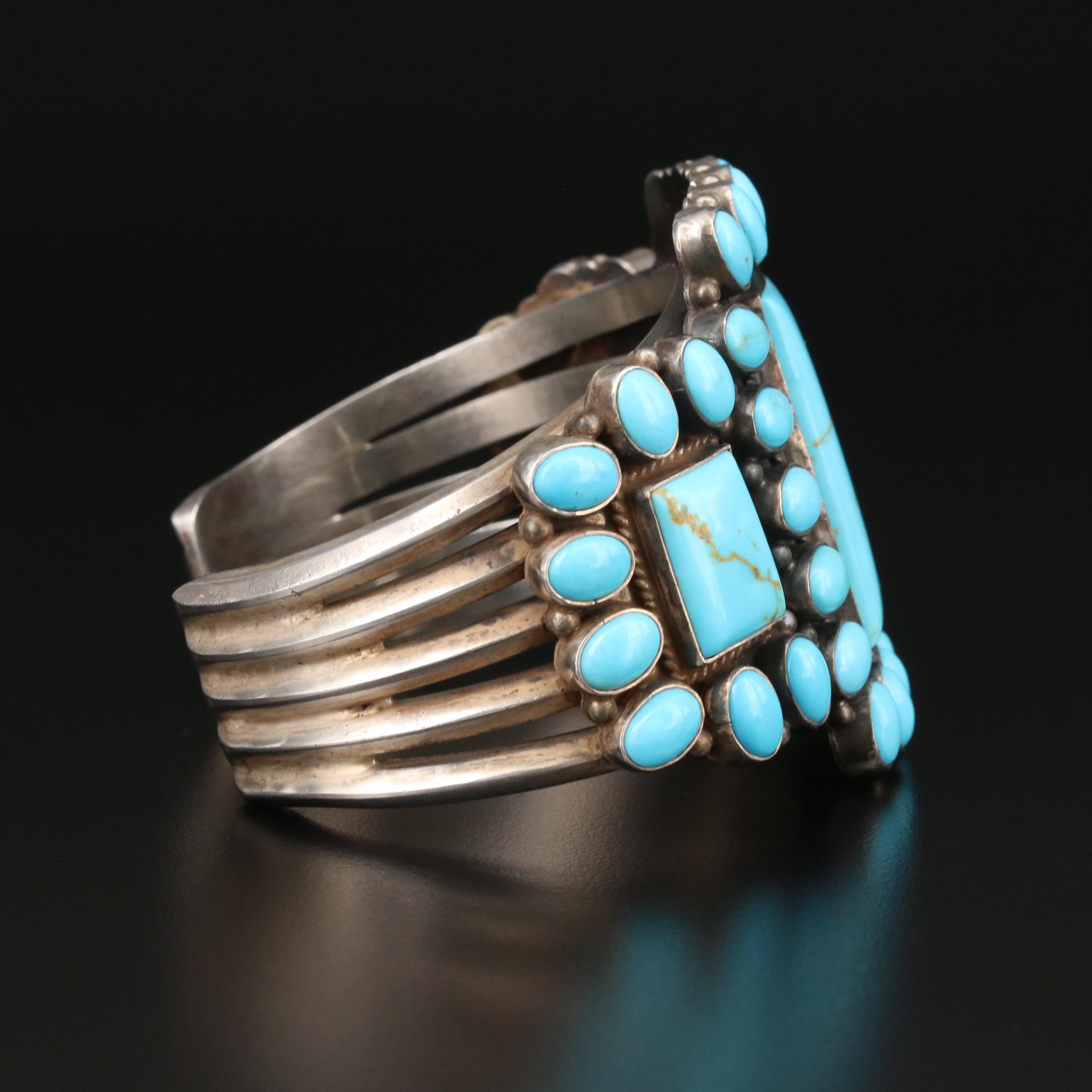 Anthony Skeets Navajo Diné Sterling Turquoise Cuff Bracelet
