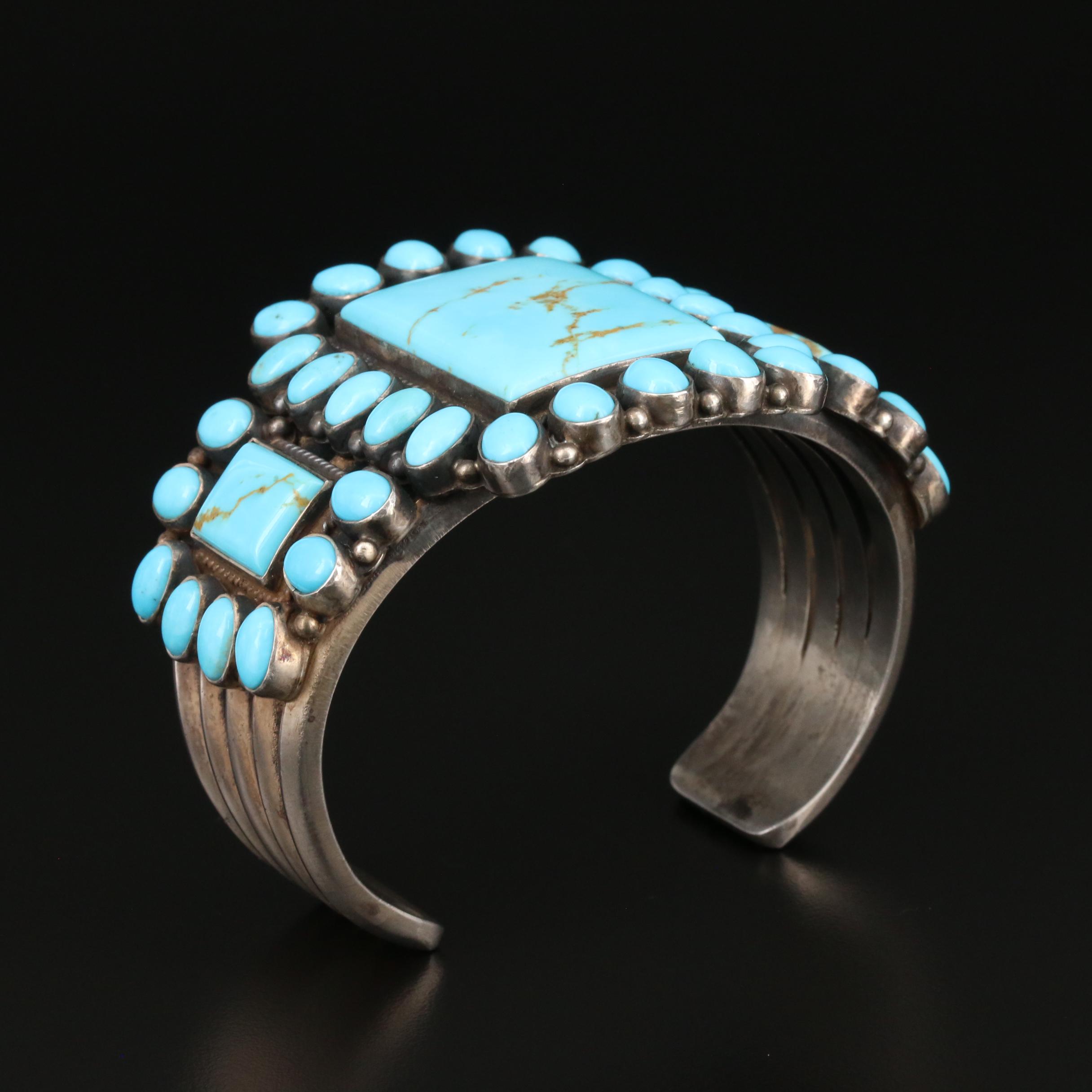 Anthony Skeets Navajo Diné Sterling Turquoise Cuff Bracelet