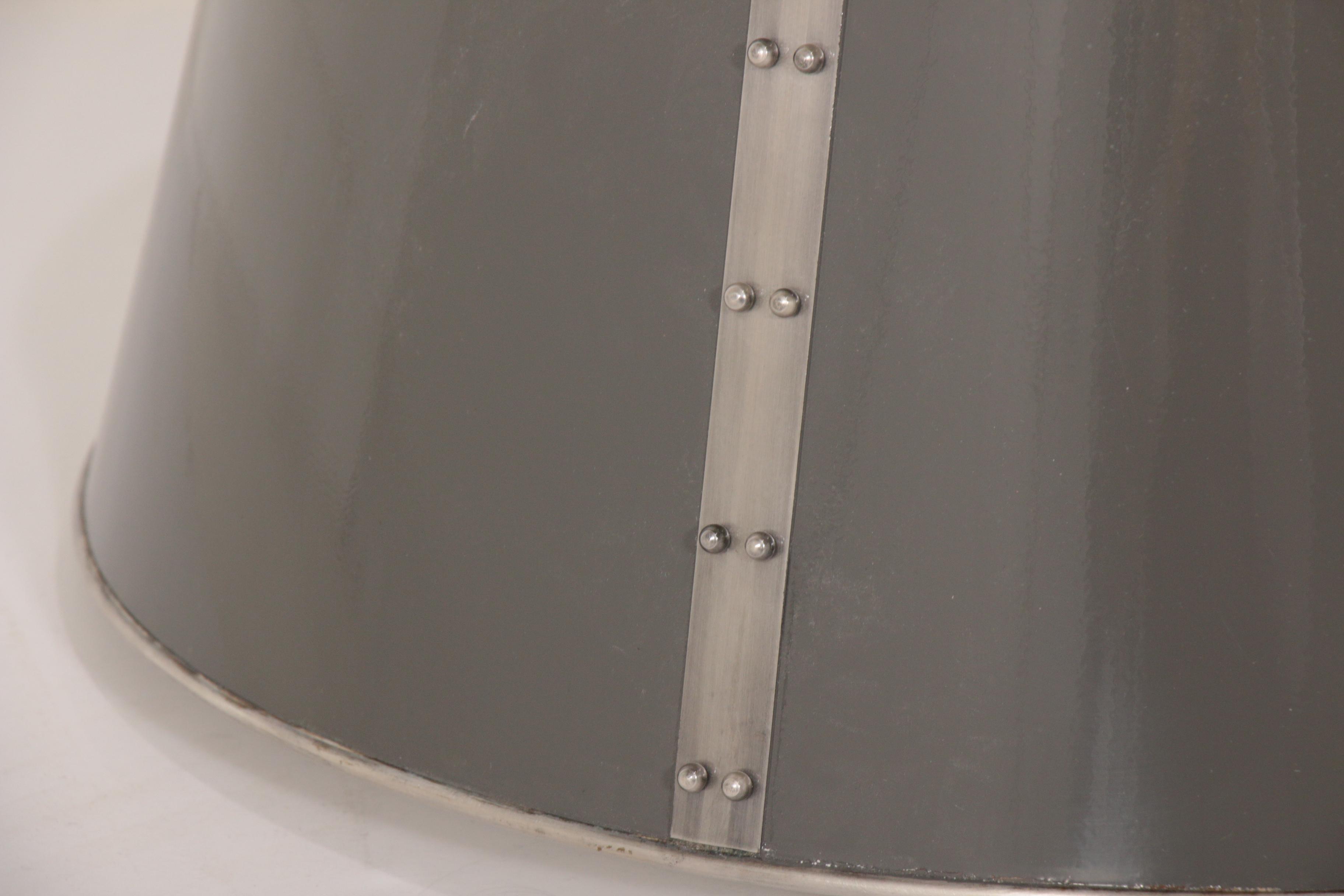 Charles Edwards Pewter Hanging Studded Tole Shade Light, Contemporary