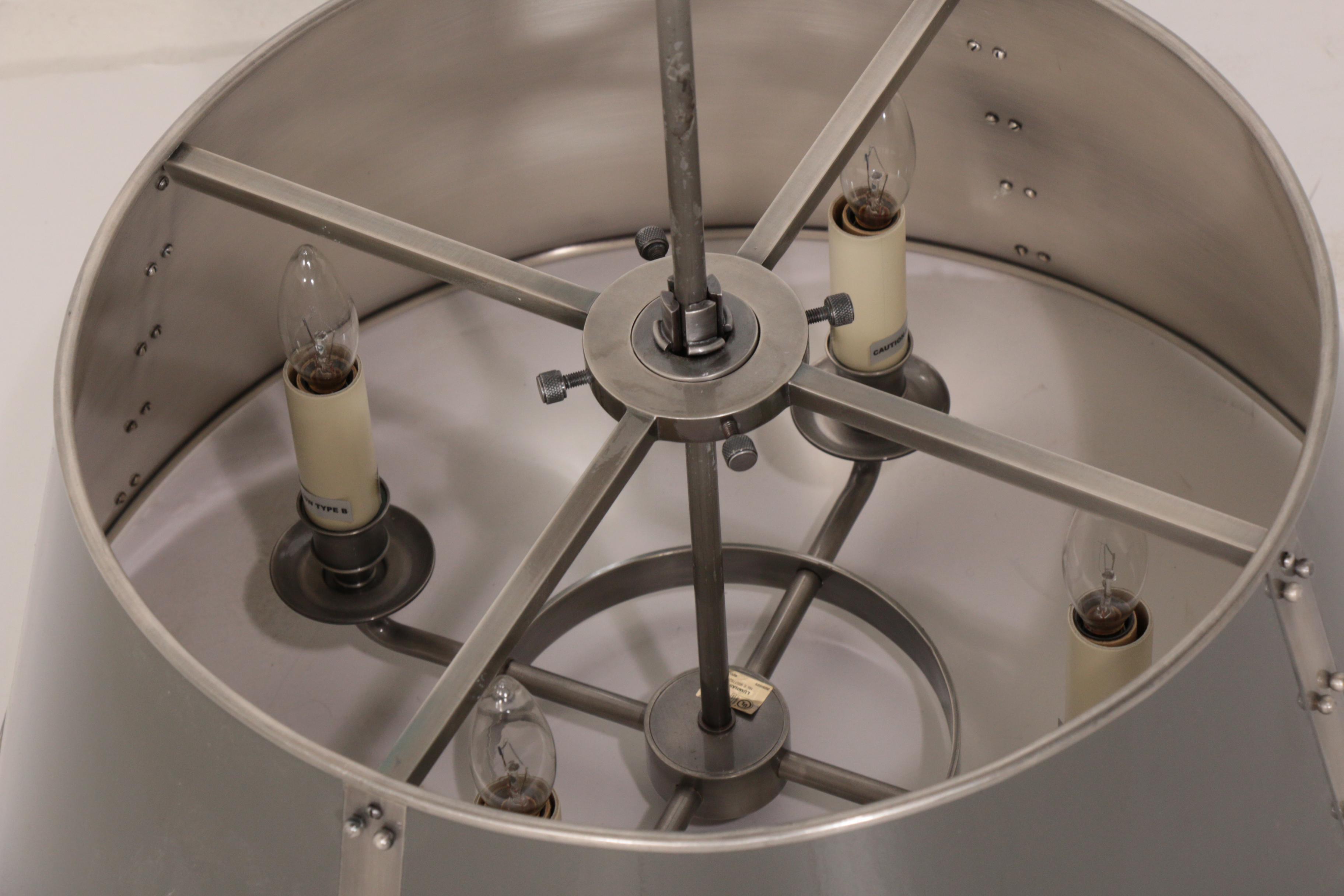 Charles Edwards Pewter Hanging Studded Tole Shade Light, Contemporary