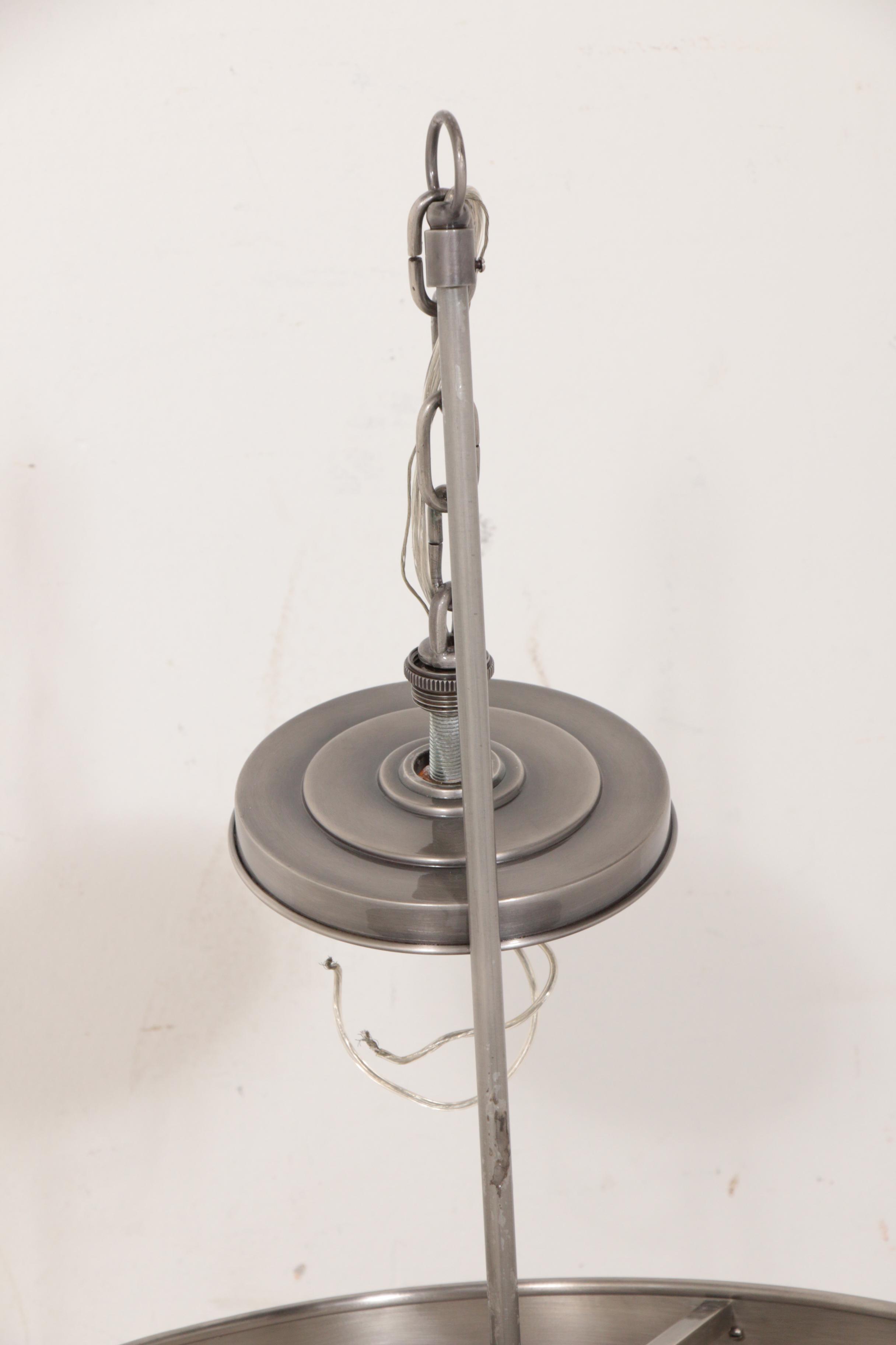 Charles Edwards Pewter Hanging Studded Tole Shade Light, Contemporary