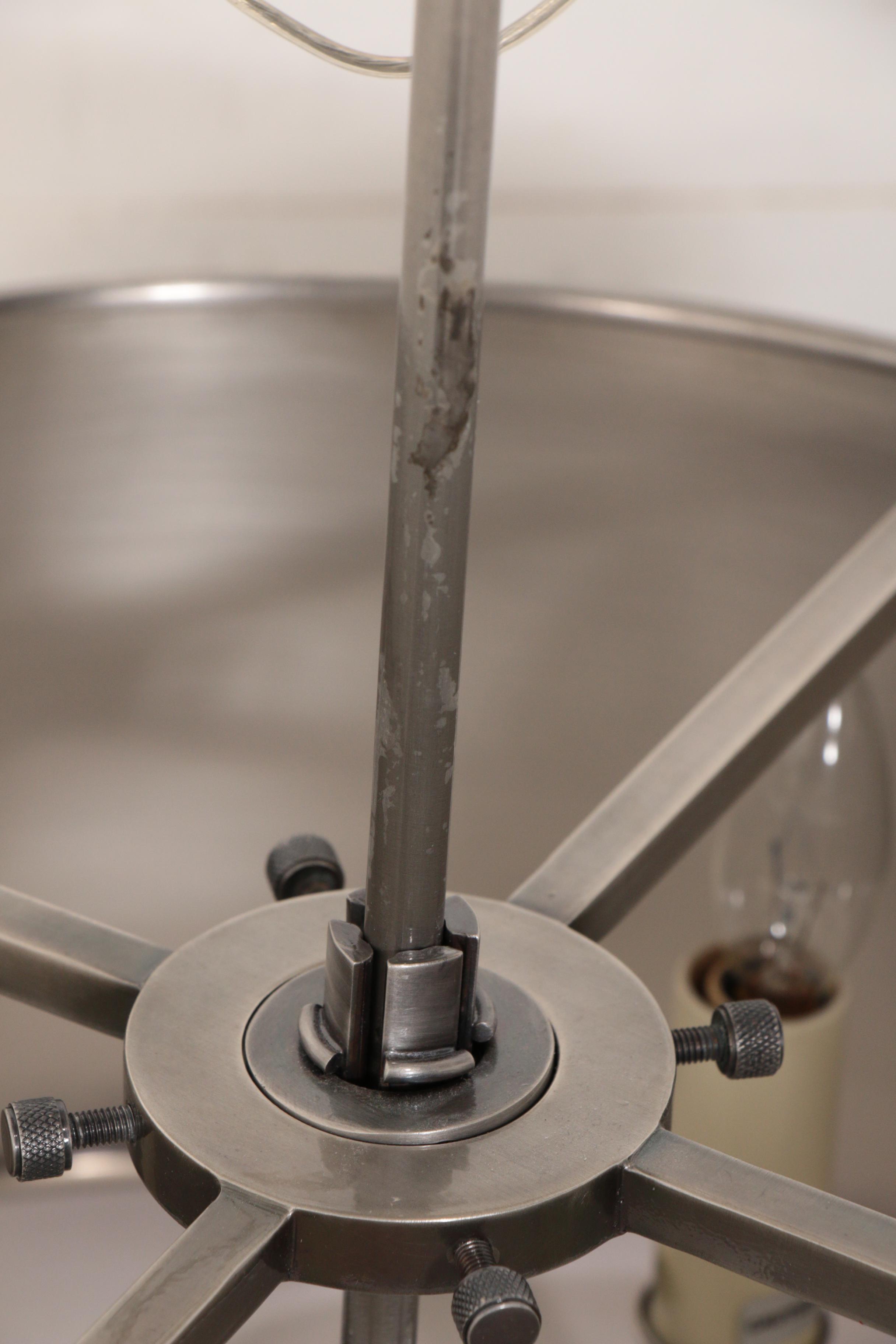 Charles Edwards Pewter Hanging Studded Tole Shade Light, Contemporary