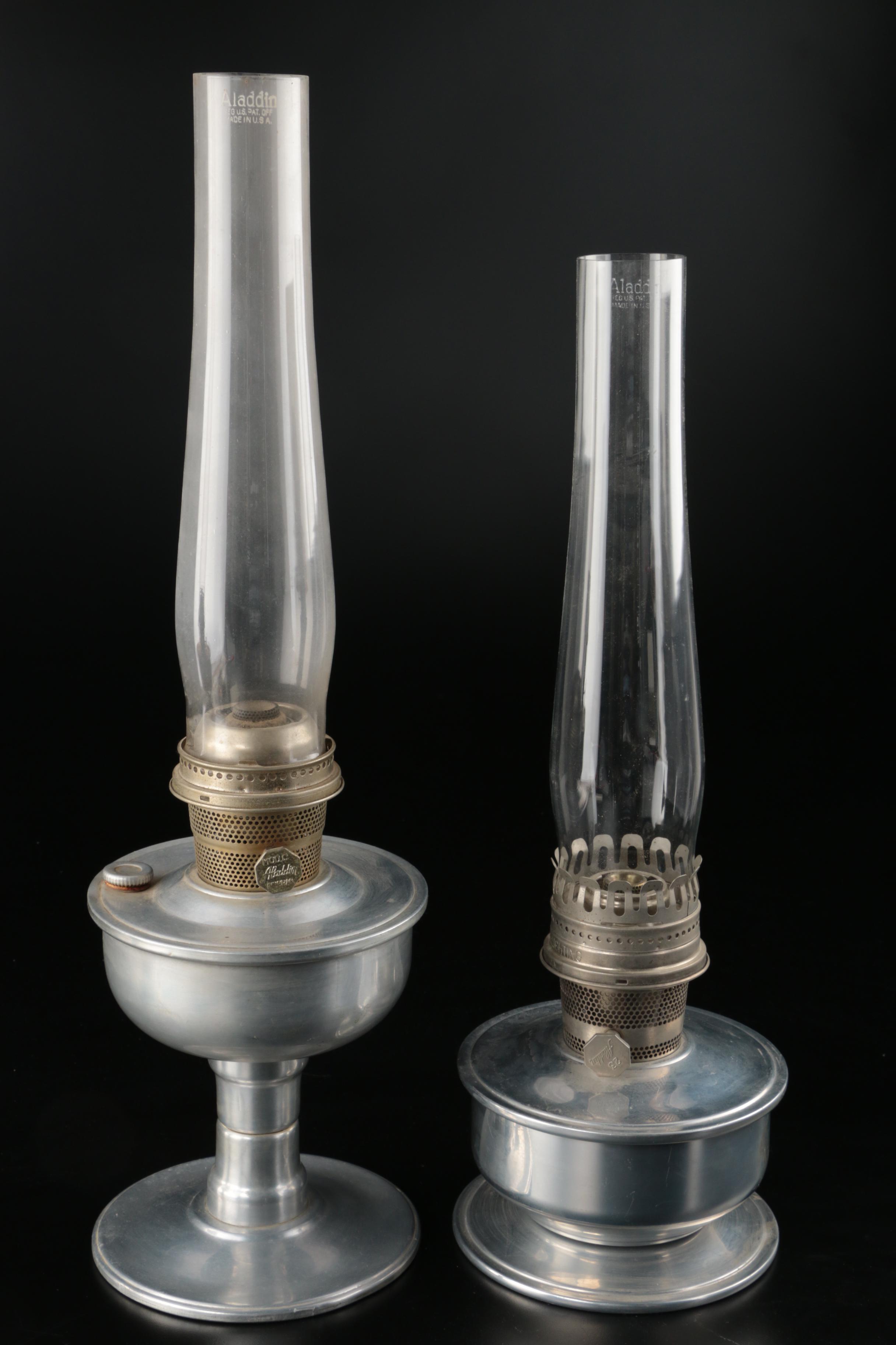 Aladdin Model B, Model C and Model 23 Metal Hurricane Lamps