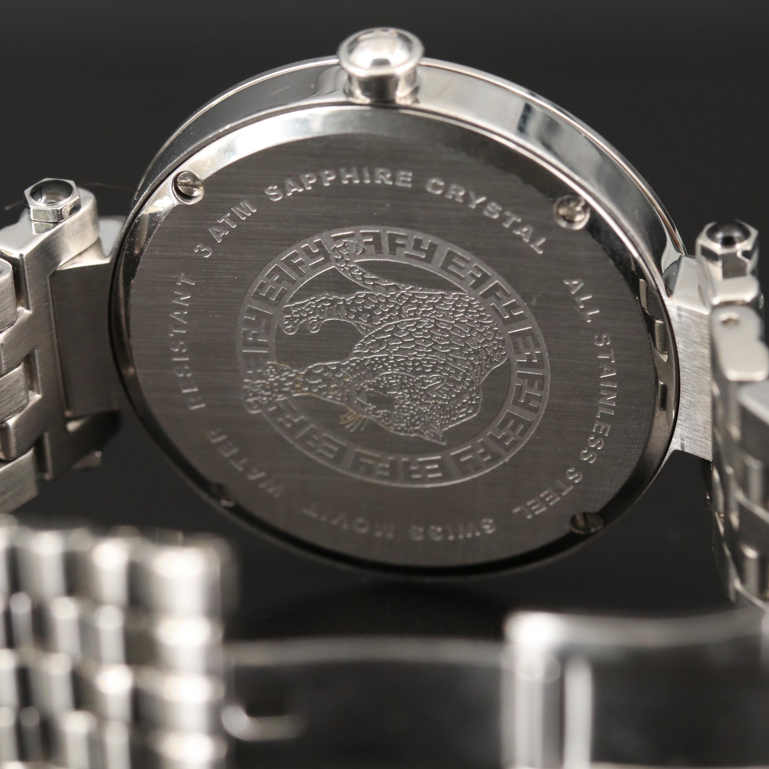 Effy Panther Stainless Steel and Diamond Quartz Watch