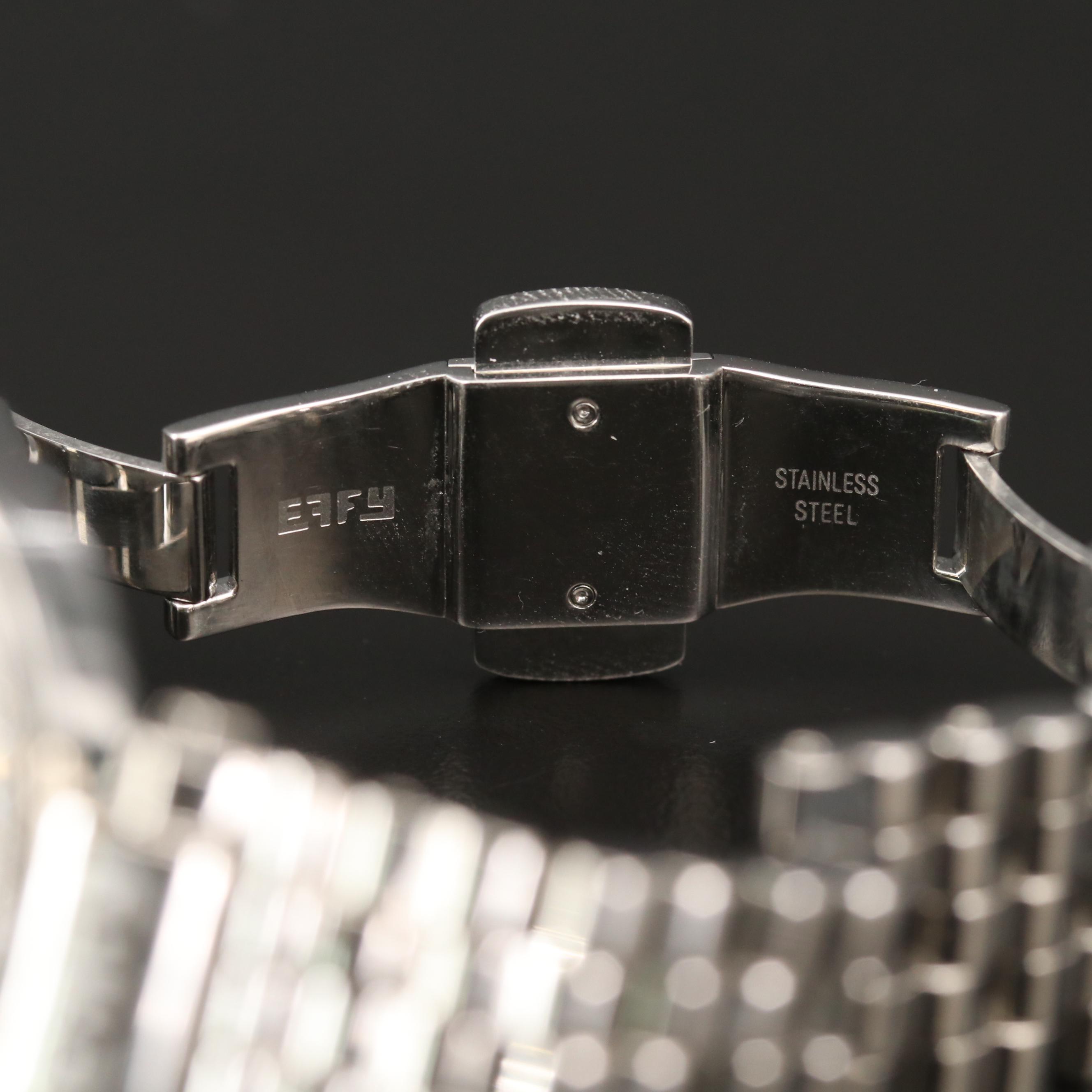 Effy Panther Stainless Steel and Diamond Quartz Watch