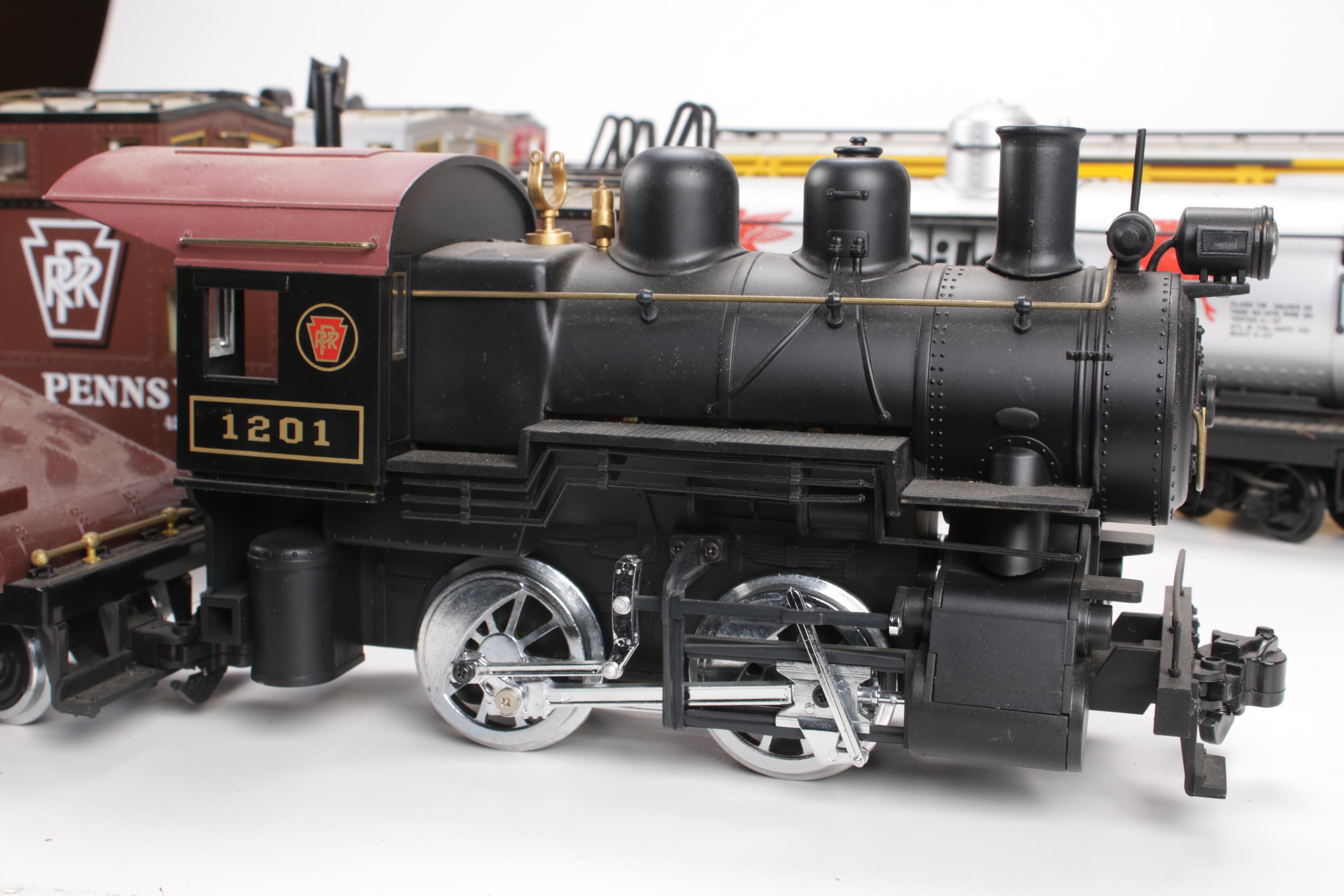 G Scale Train Cars with AristoCraft PRR 1201 Steam Locomotive and Tender