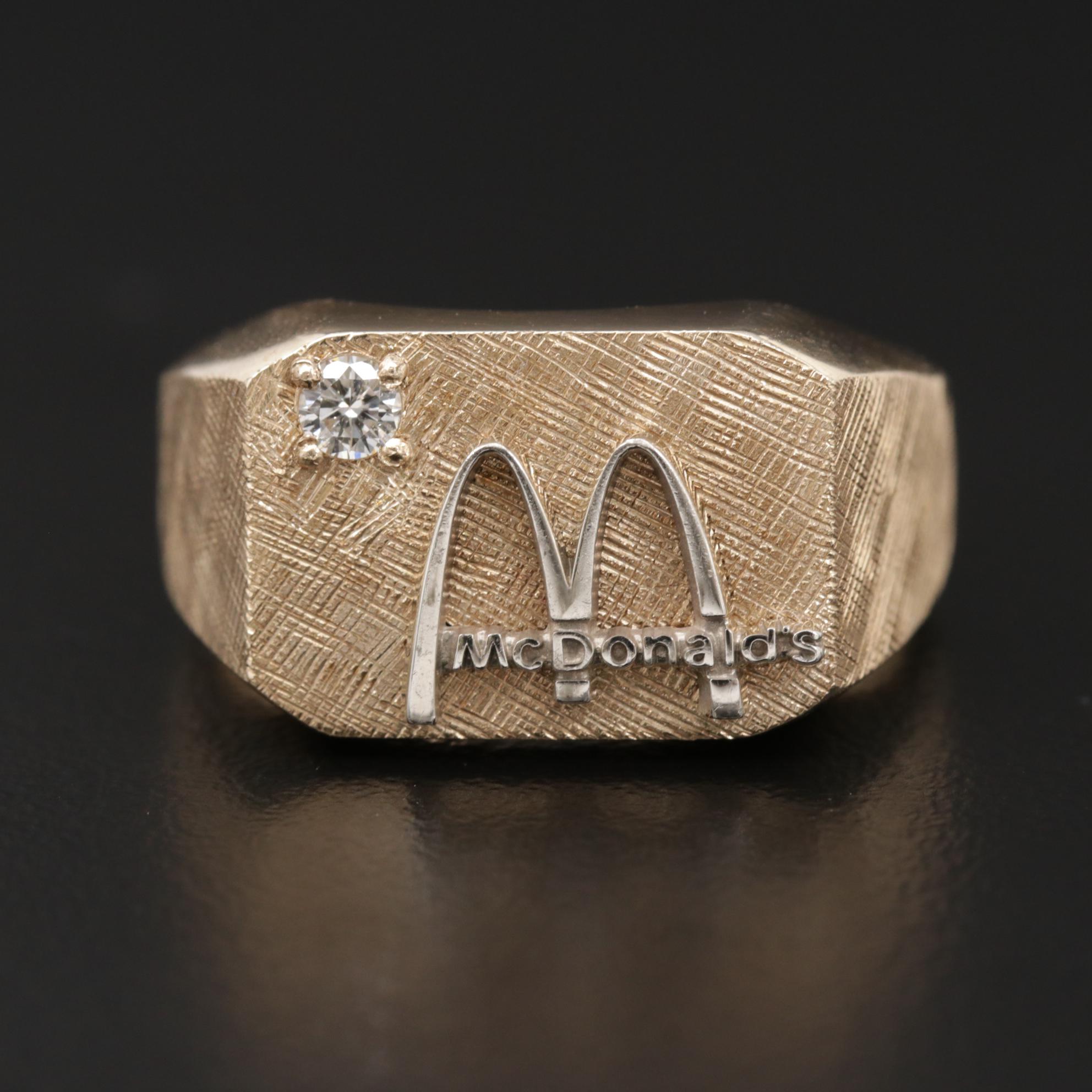 Jostens 10K Yellow Gold Diamond Ring Service Award for McDonald's