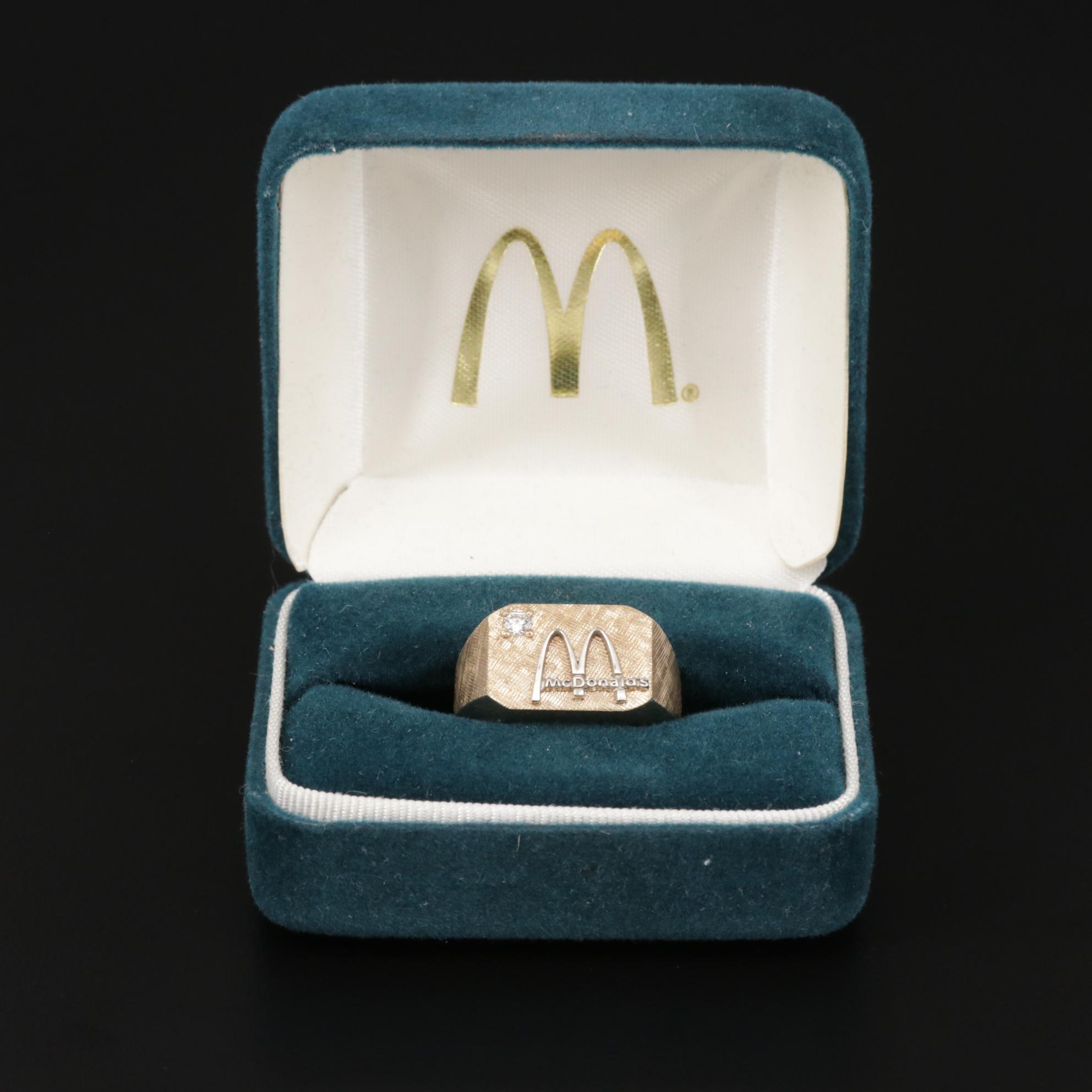 Jostens 10K Yellow Gold Diamond Ring Service Award for McDonald's