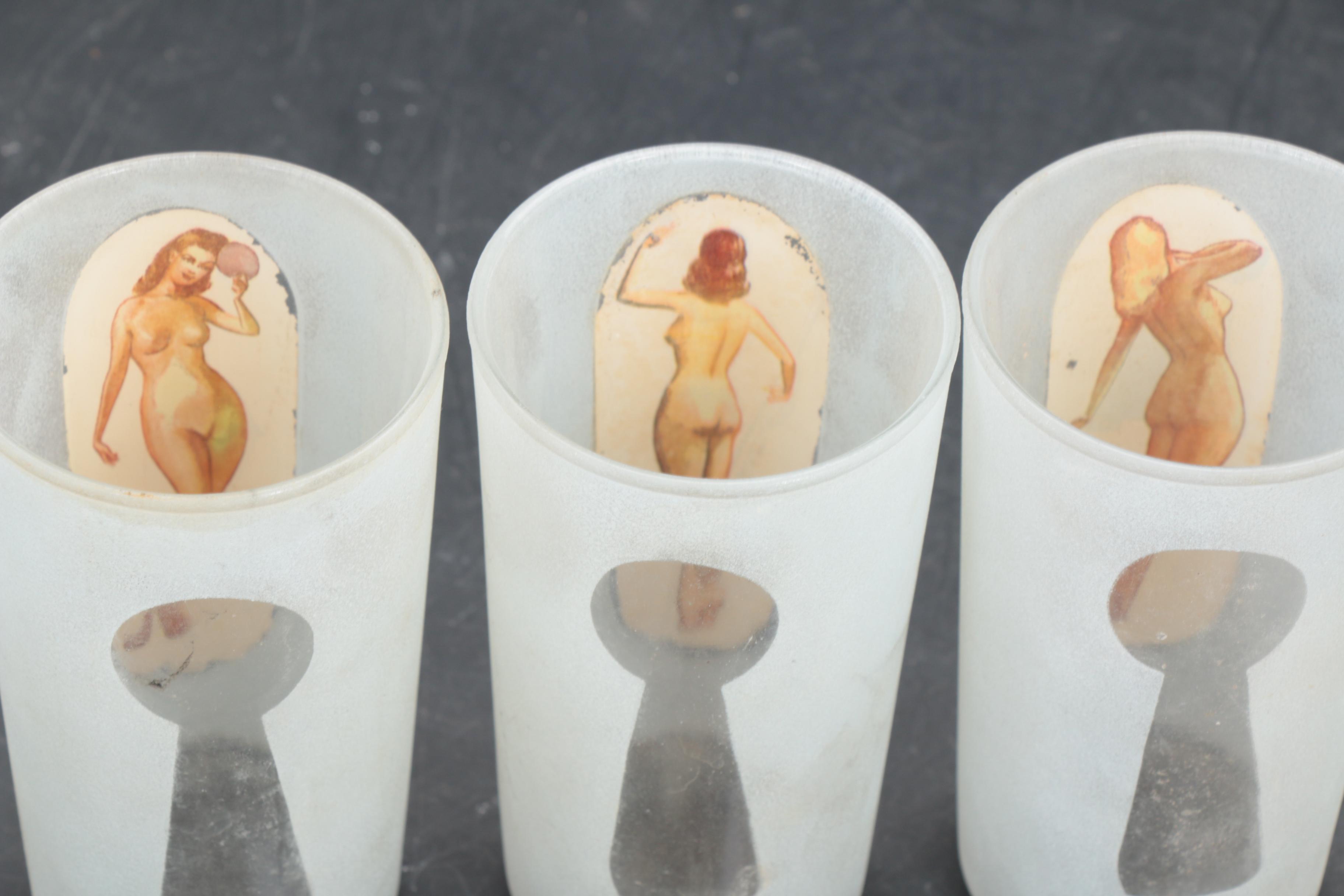 Fishlove "Keyhole" Peek-a-boo Glass Tumblers, 1960s