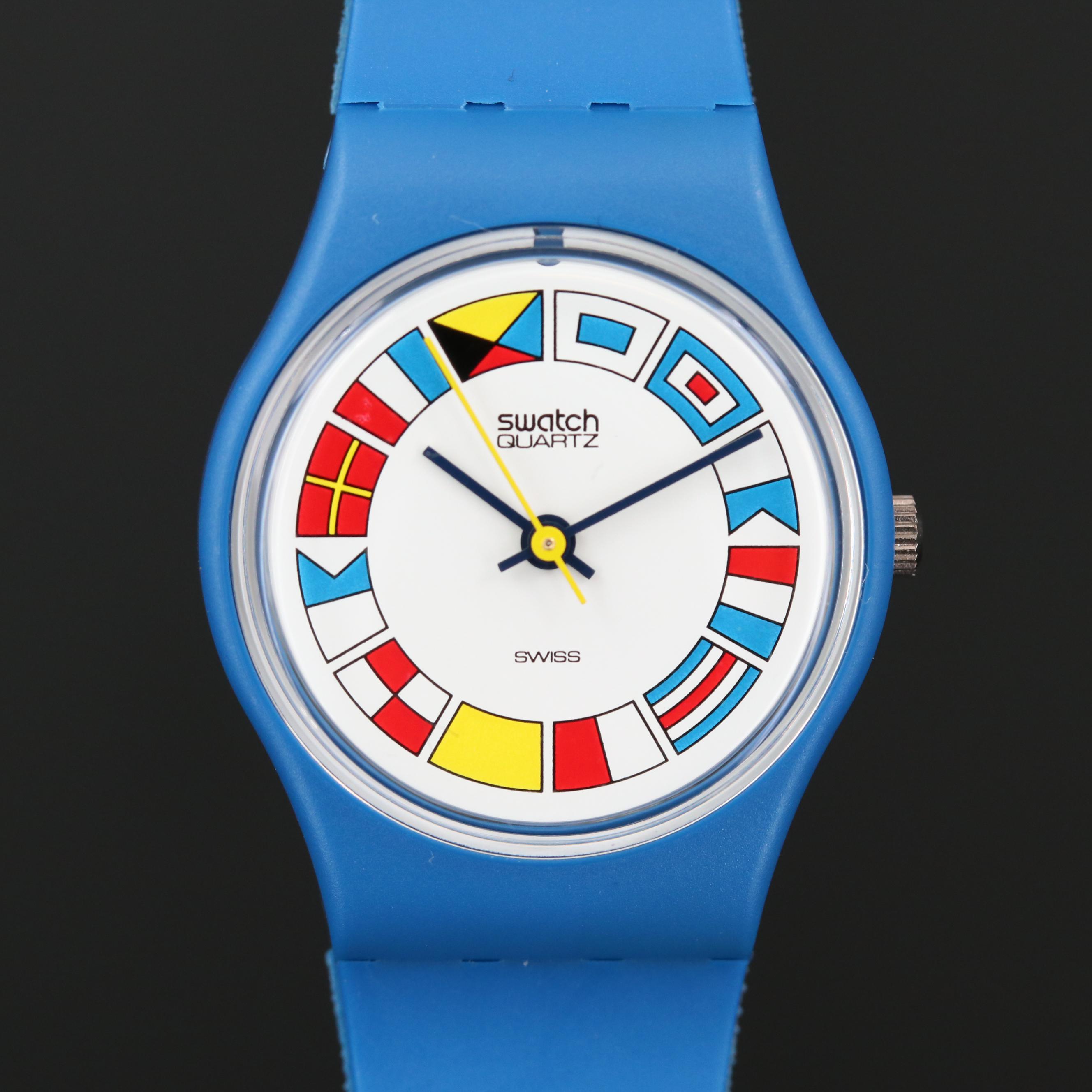 Vintage Swatch 12 Flags Quartz Watch, 1984