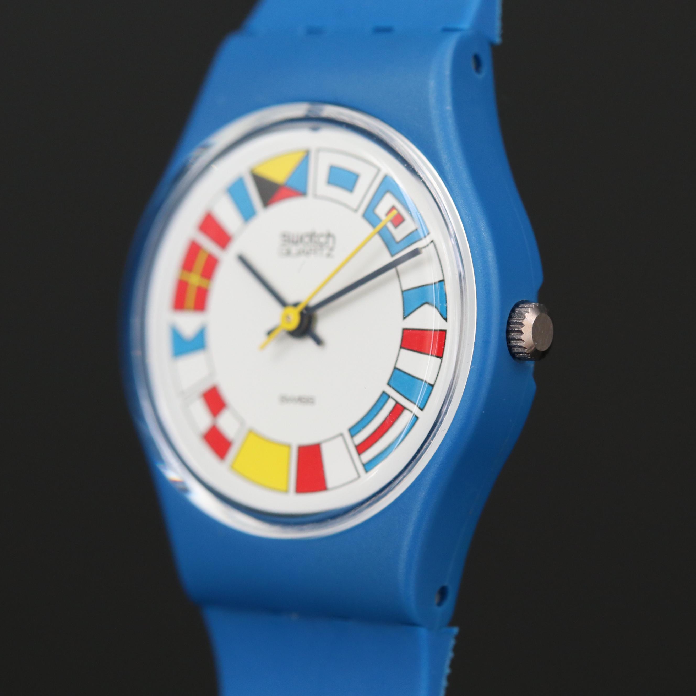 Vintage Swatch 12 Flags Quartz Watch, 1984