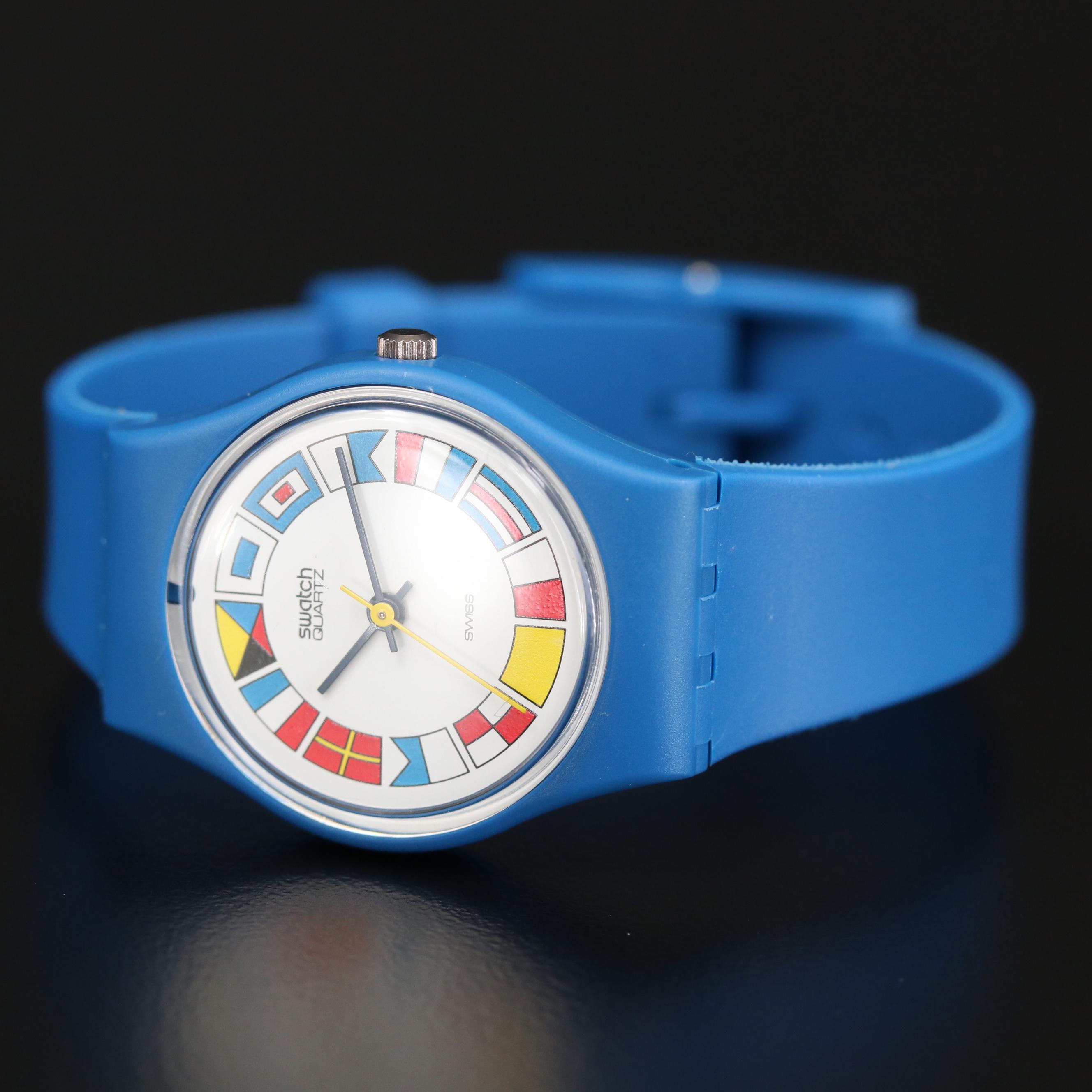 Vintage Swatch 12 Flags Quartz Watch, 1984