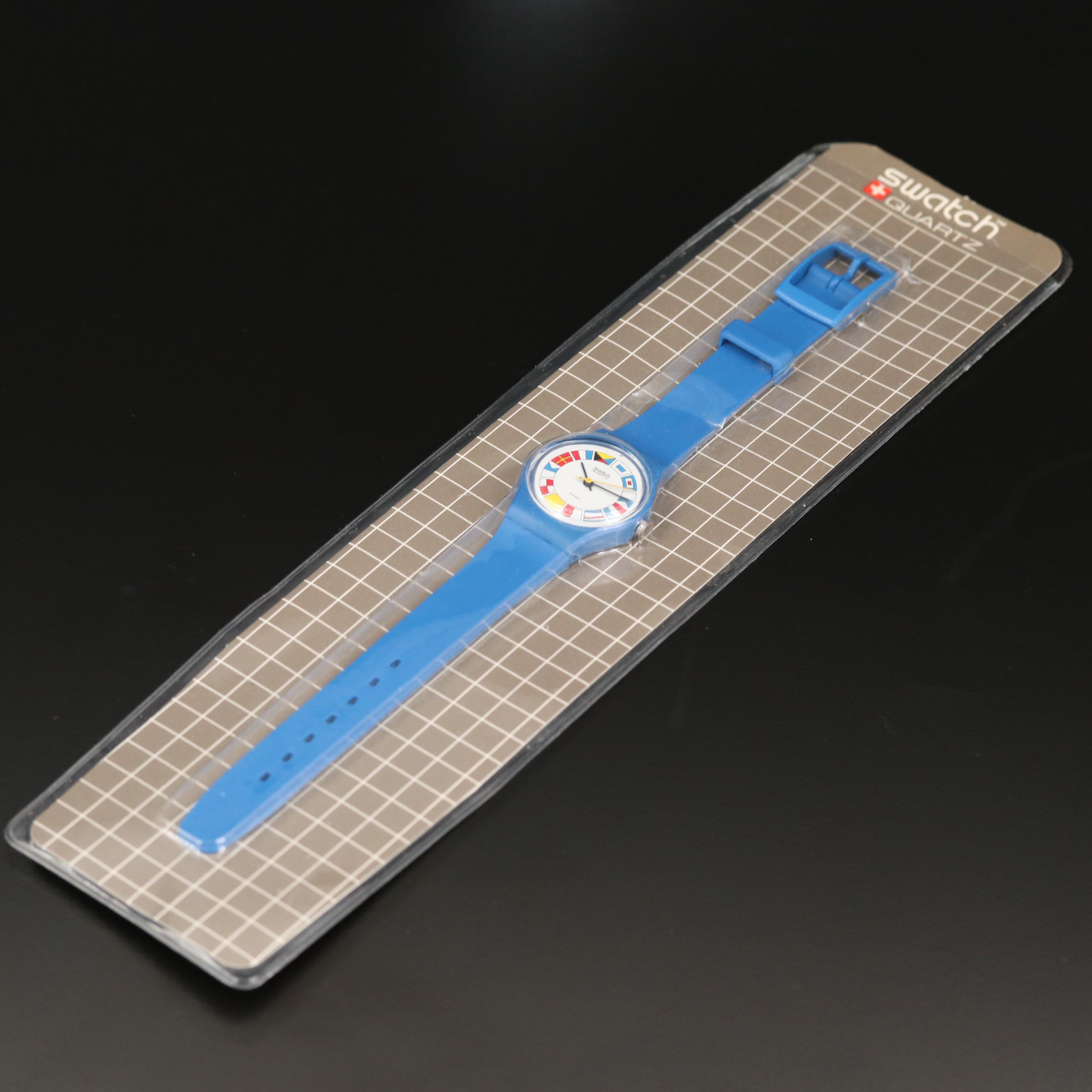 Vintage Swatch 12 Flags Quartz Watch, 1984