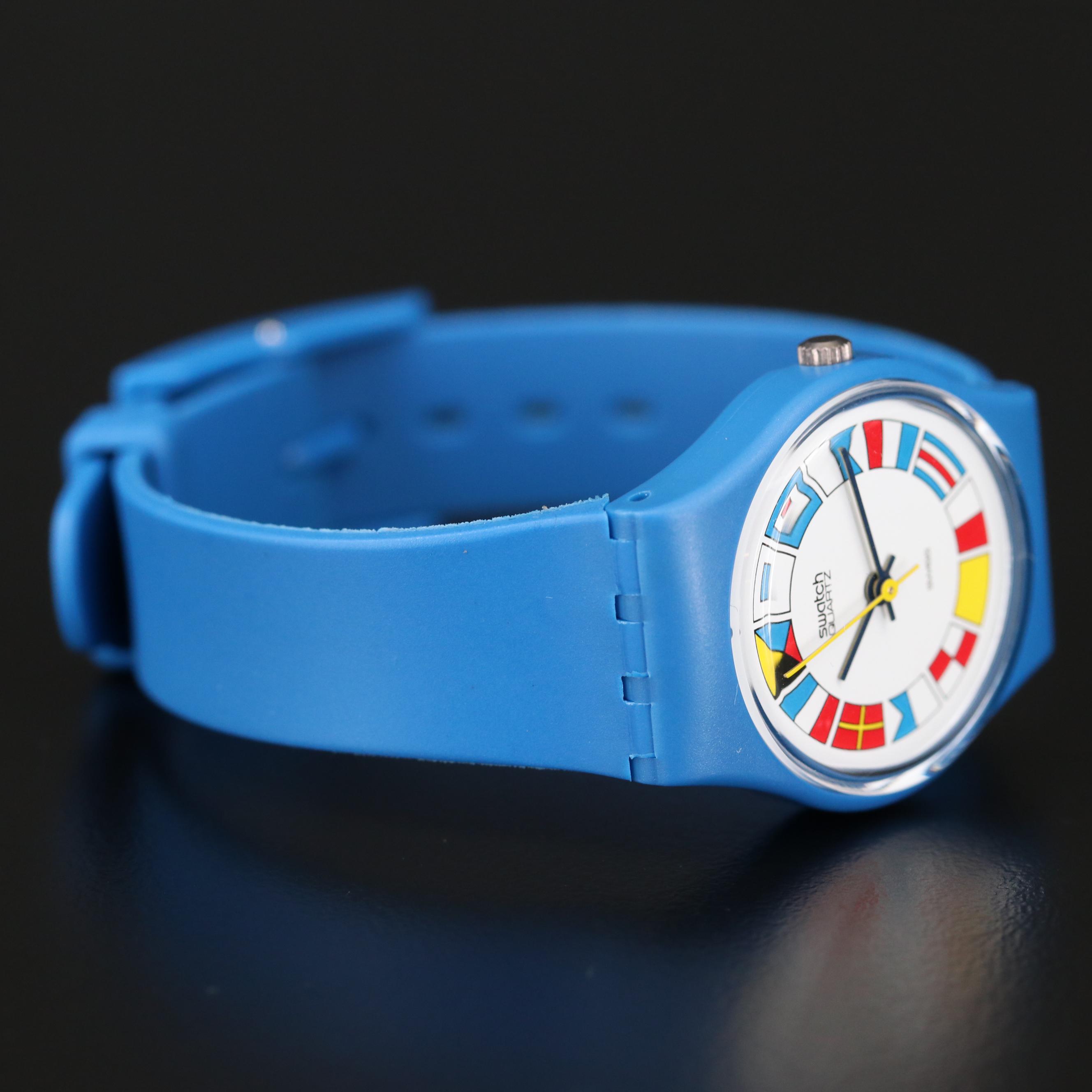 Vintage Swatch 12 Flags Quartz Watch, 1984