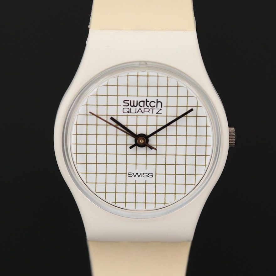 Vintage Swatch Tennis Grid Quartz Wristwatch, 1983