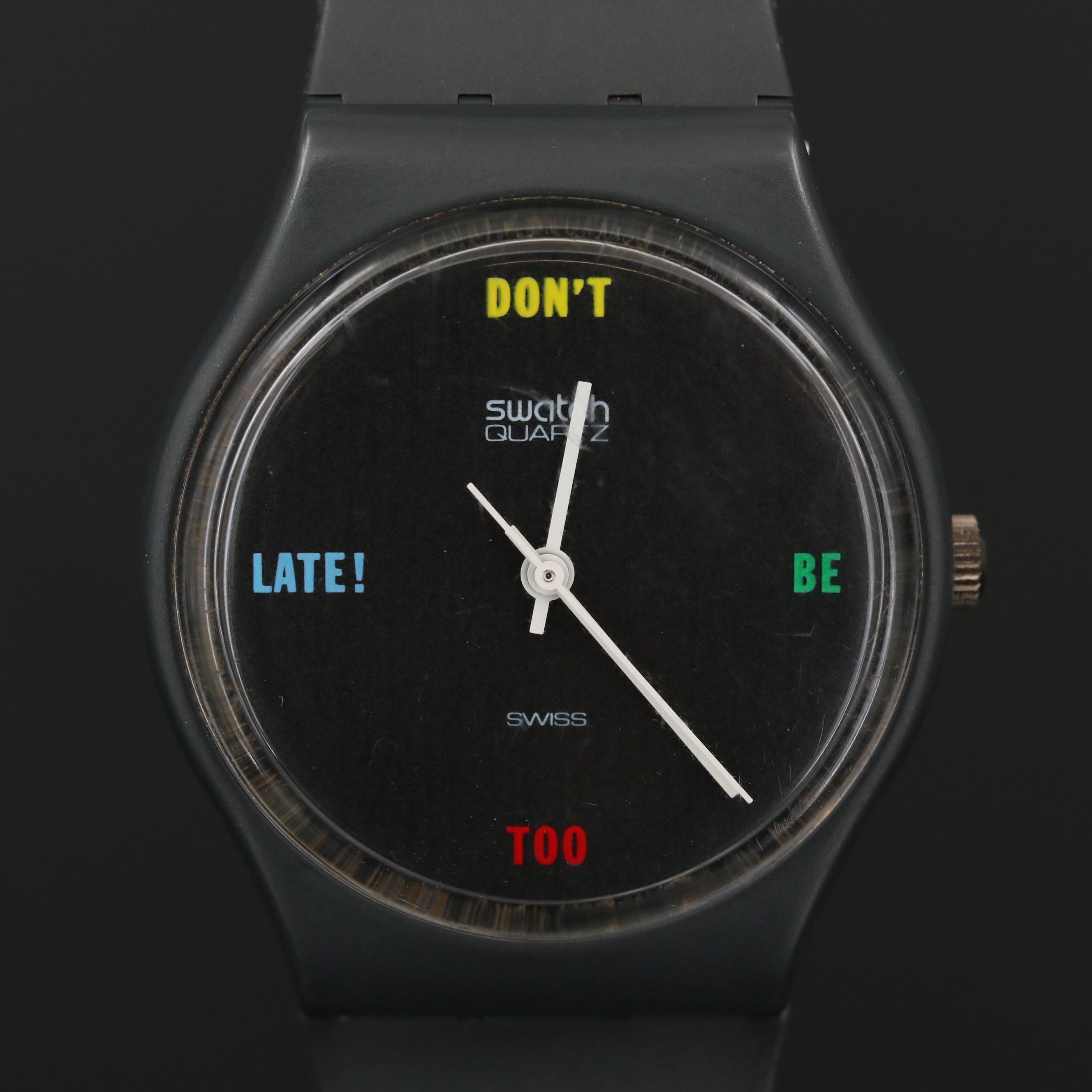 Vintage Swatch "Don't Be Too Late!" Quartz Watch, 1984
