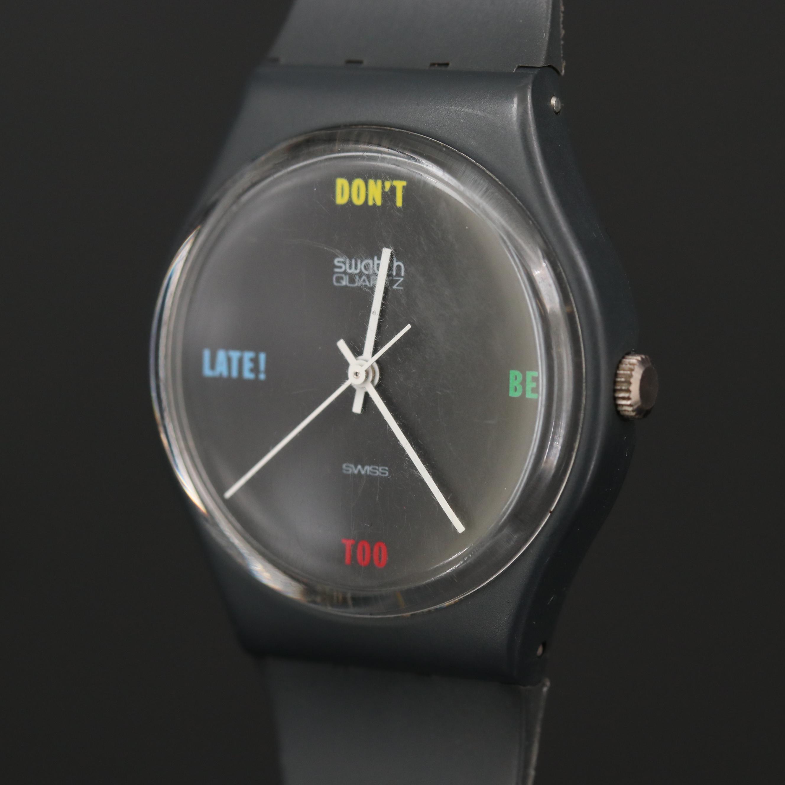Vintage Swatch "Don't Be Too Late!" Quartz Watch, 1984