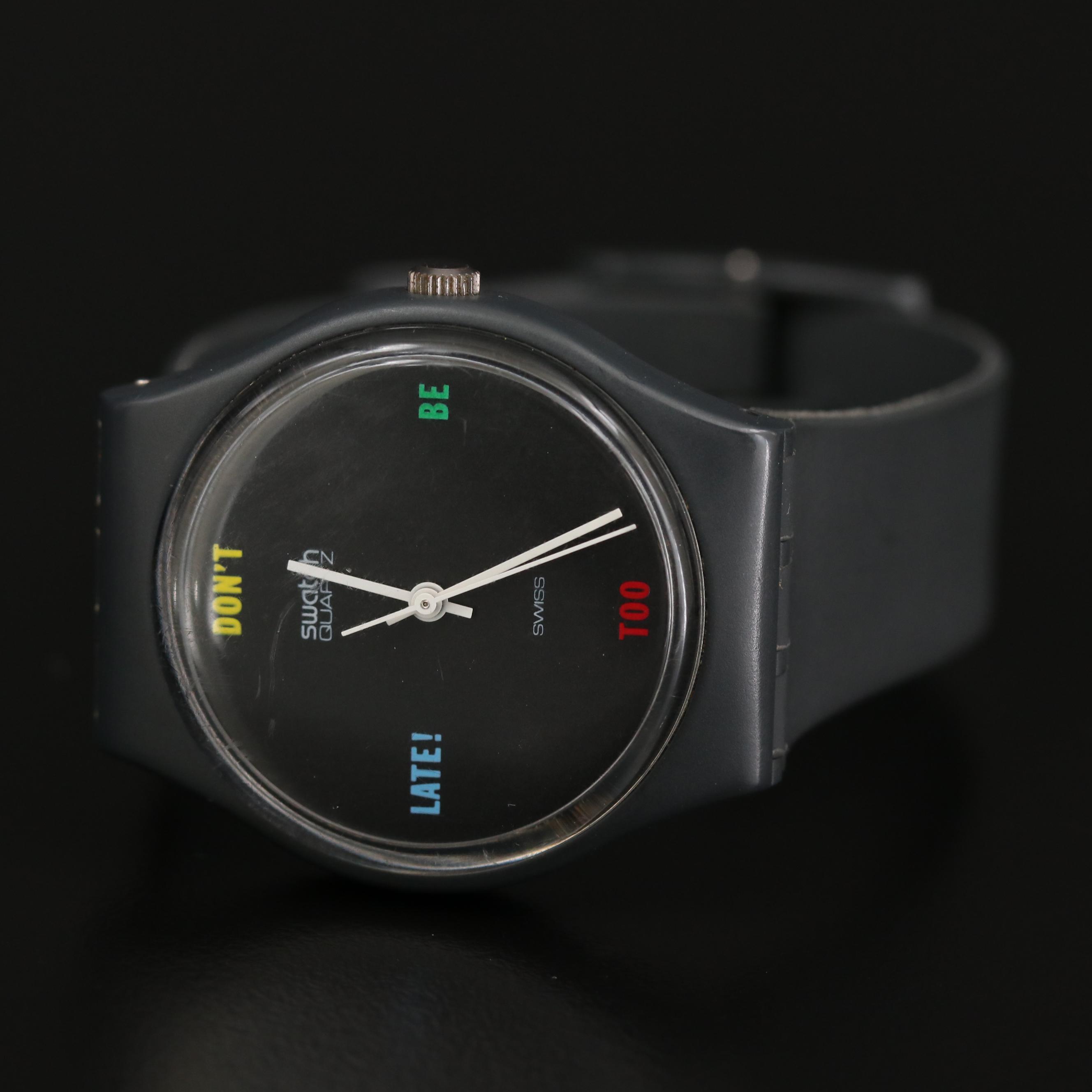 Vintage Swatch "Don't Be Too Late!" Quartz Watch, 1984