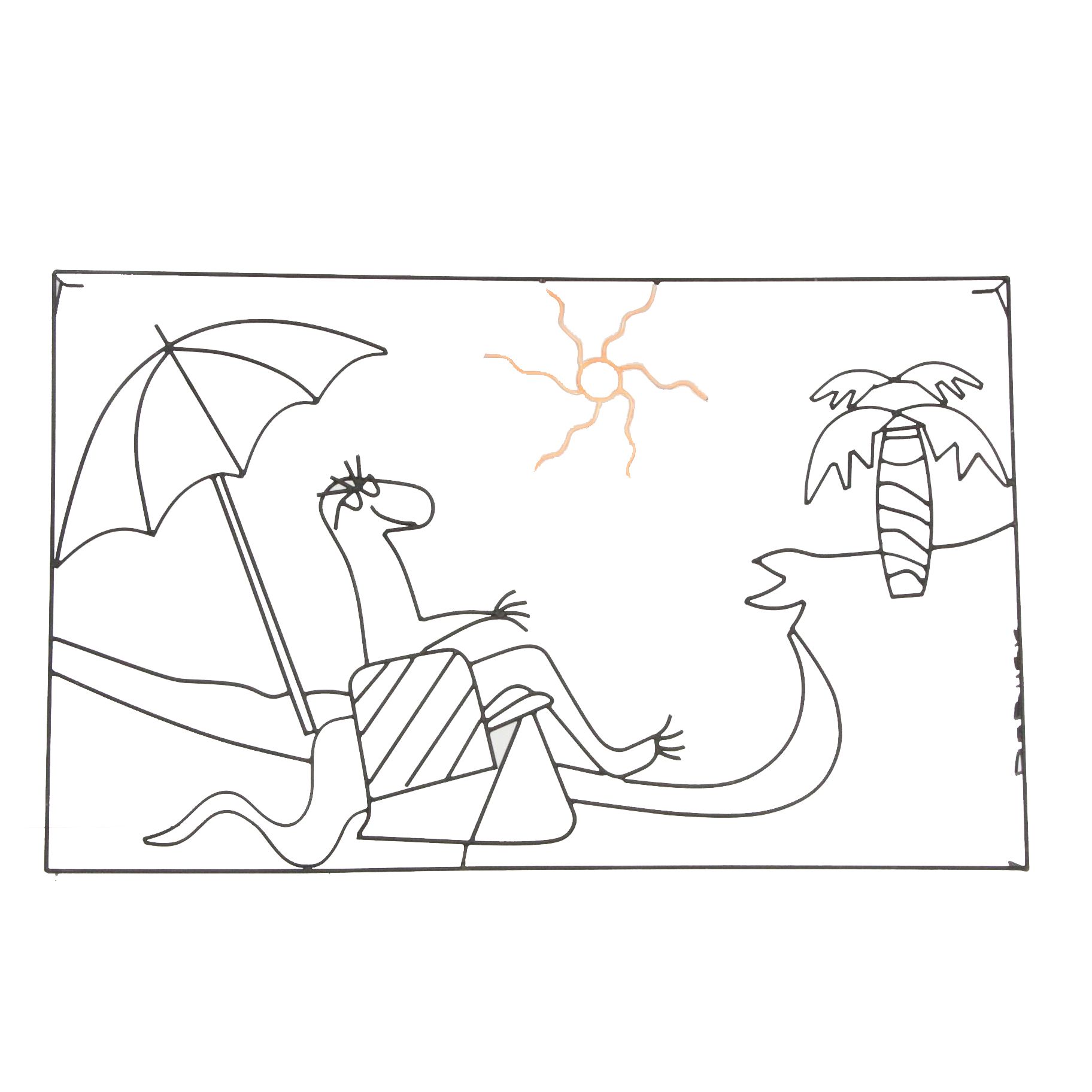 Barrett DeBusk Iron Beach Scene Sculpture Wall Hanging