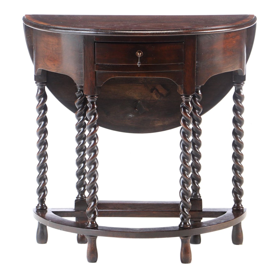 Cromwellian Style Demilune Gate-Leg Table, Late 20th Century