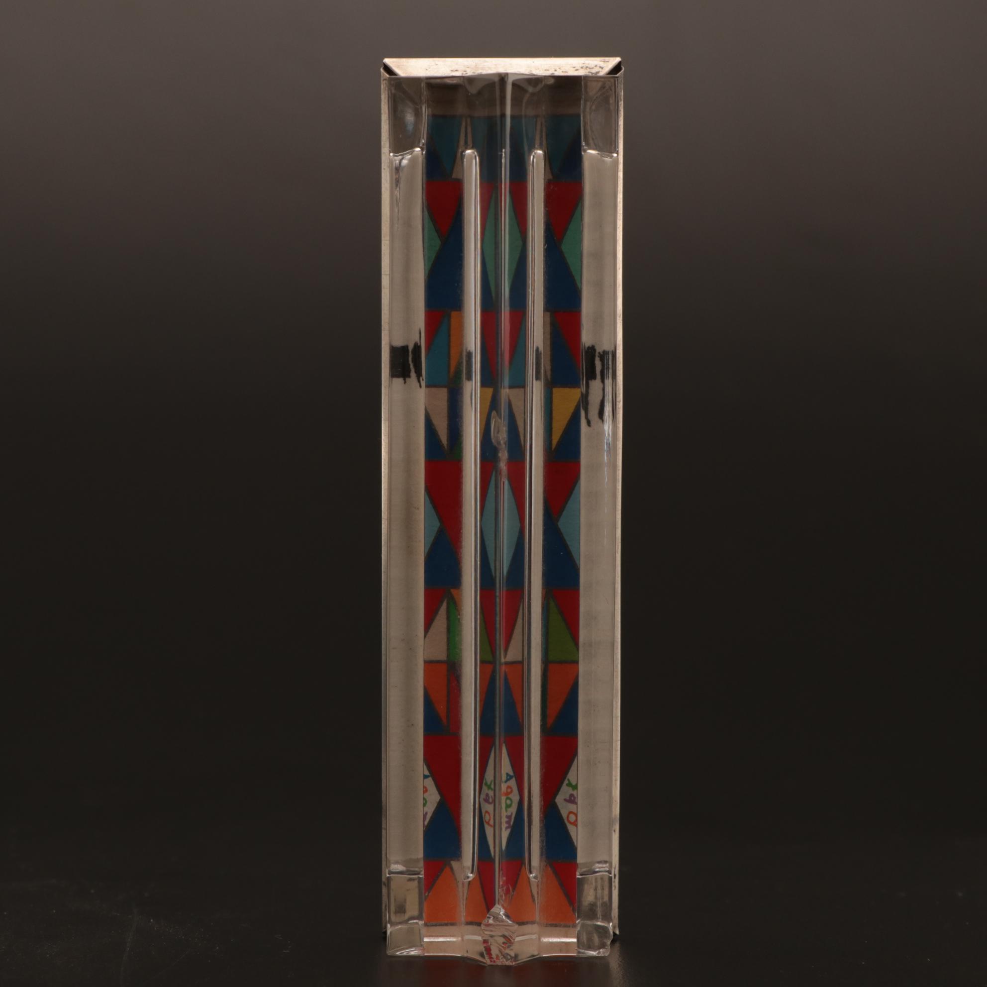 Yaacov Agam Limited Edition Crystal and Sterling Silver Mezuzah