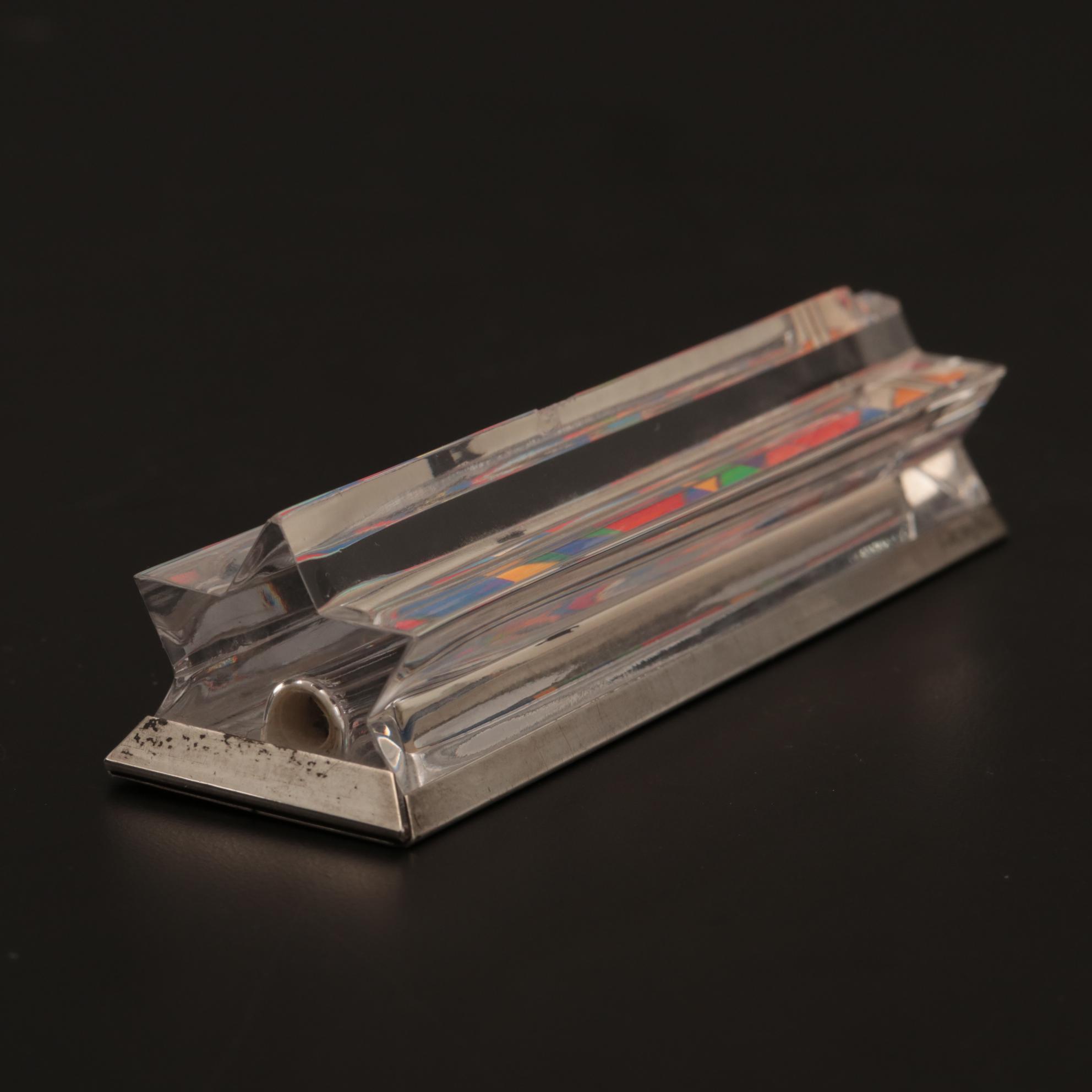 Yaacov Agam Limited Edition Crystal and Sterling Silver Mezuzah