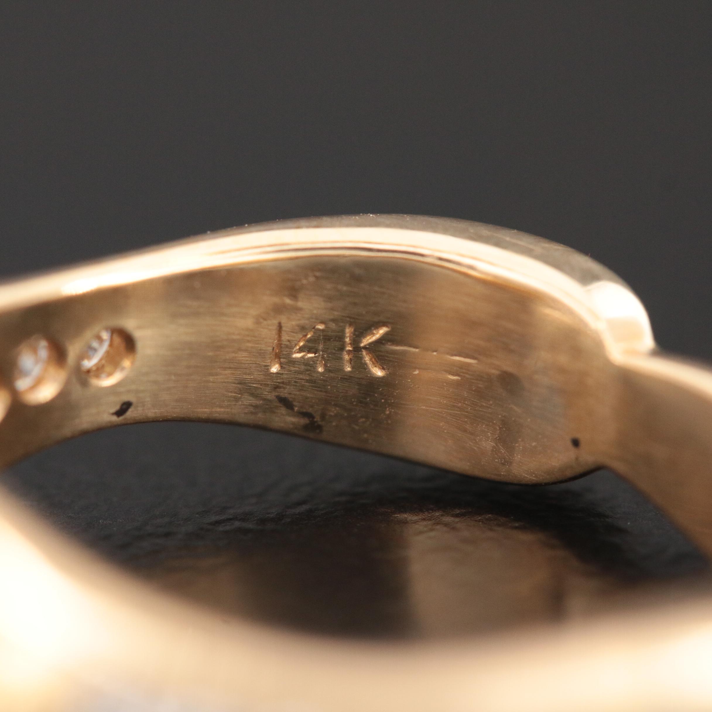 14K Yellow Gold Sapphire and Diamond Ring