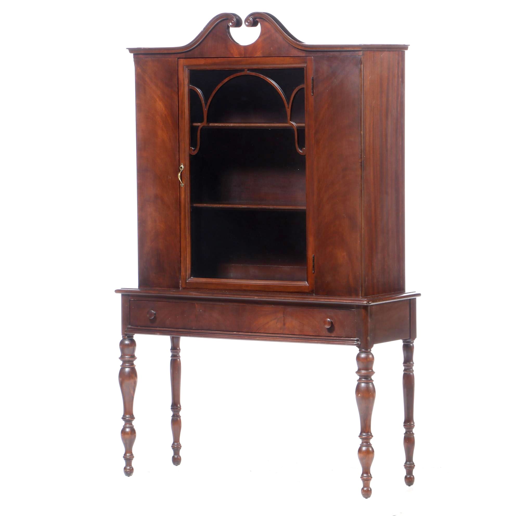 Limbert Federal Style Mahogany-Veneered and Stained China Cabinet, circa 1930