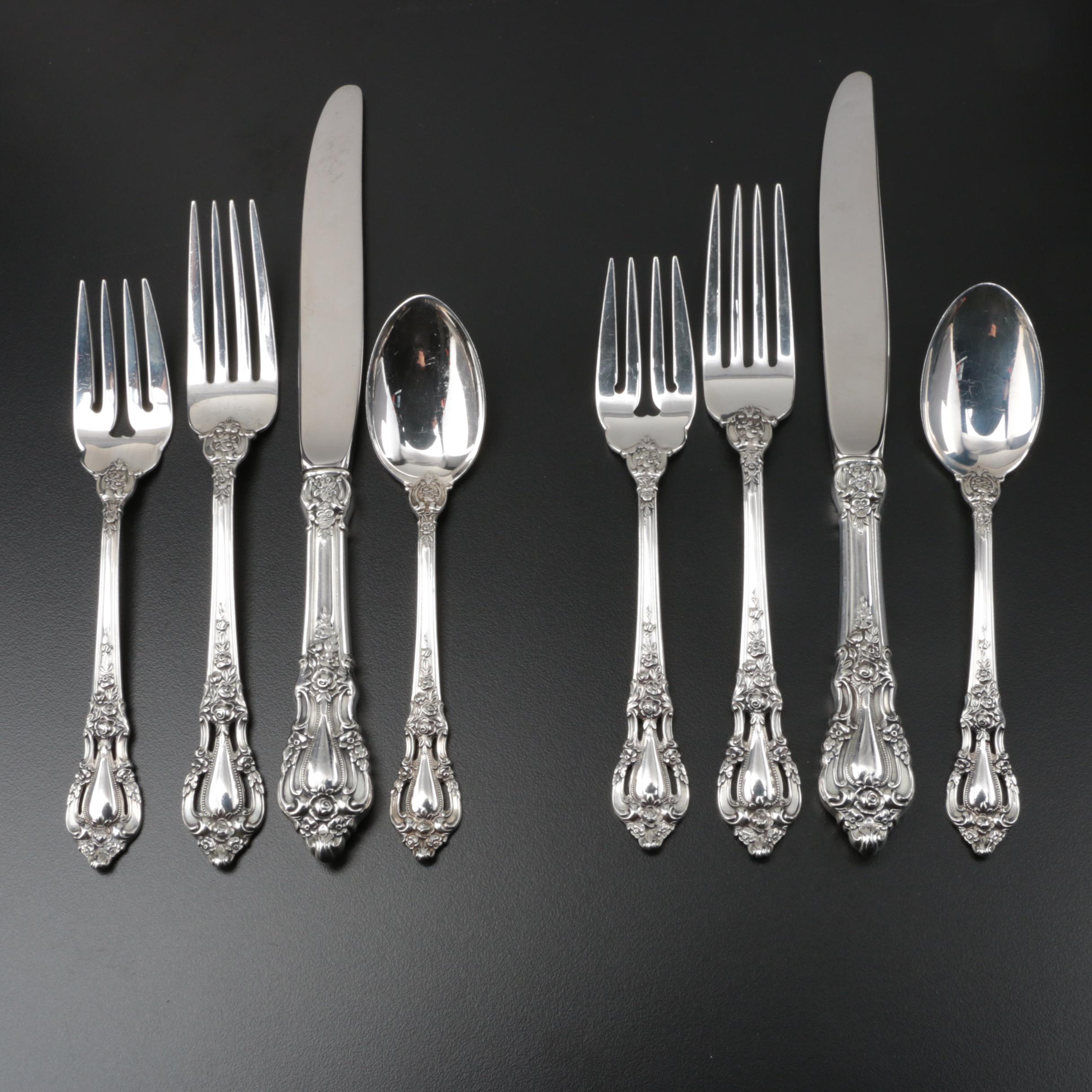 Lunt "Eloquence" Sterling Silver Flatware for Two, Mid-Century