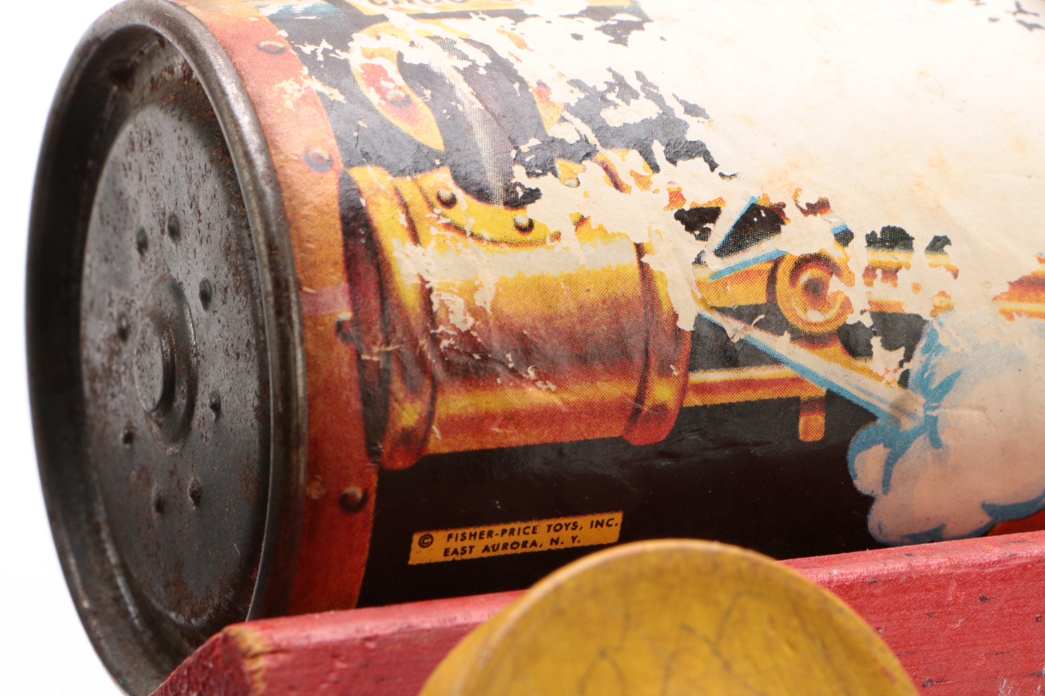 Fisher Price Mickey Mouse "WDP" Toy Pull Train with Ringing Bell, 1940s-50s