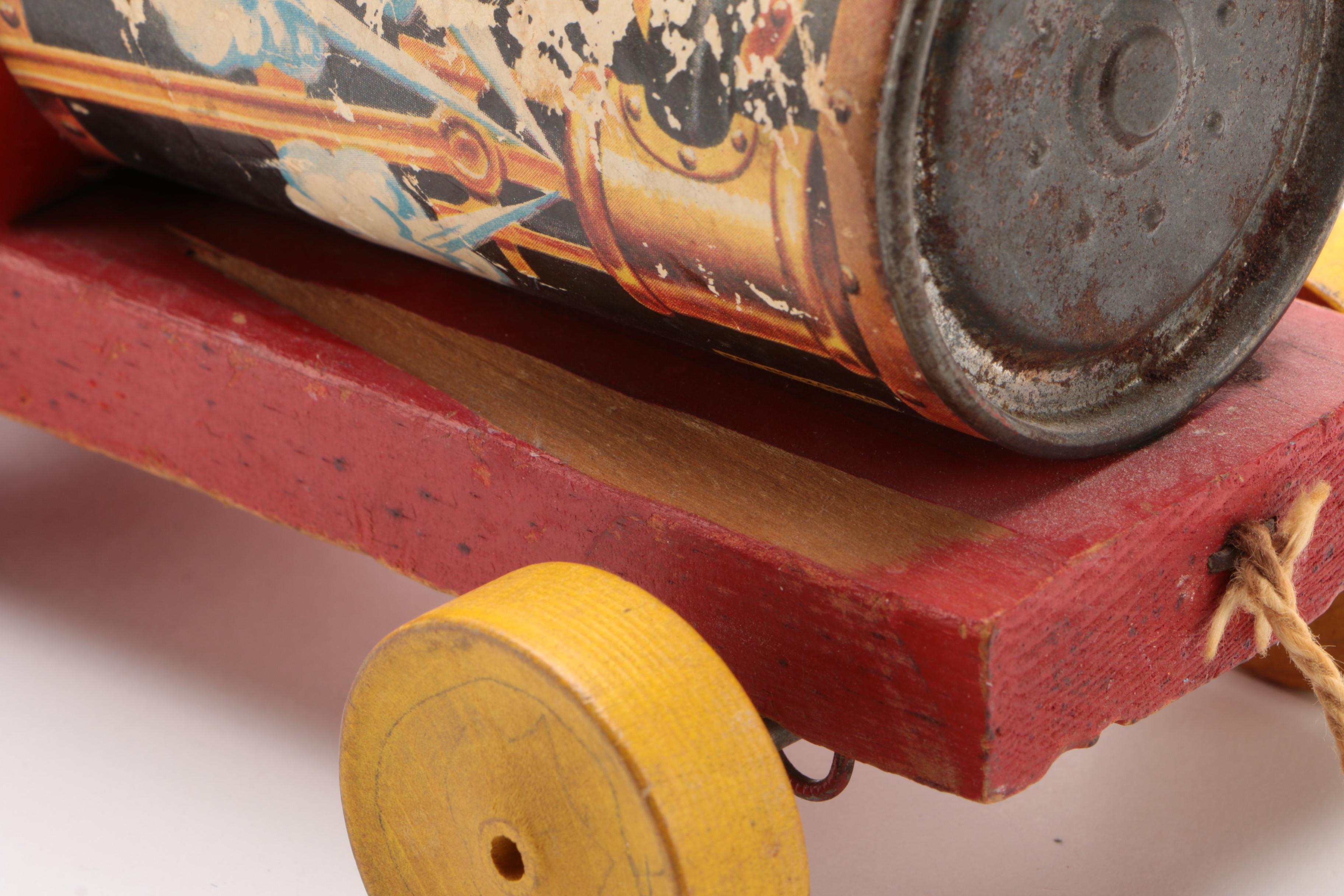 Fisher Price Mickey Mouse "WDP" Toy Pull Train with Ringing Bell, 1940s-50s