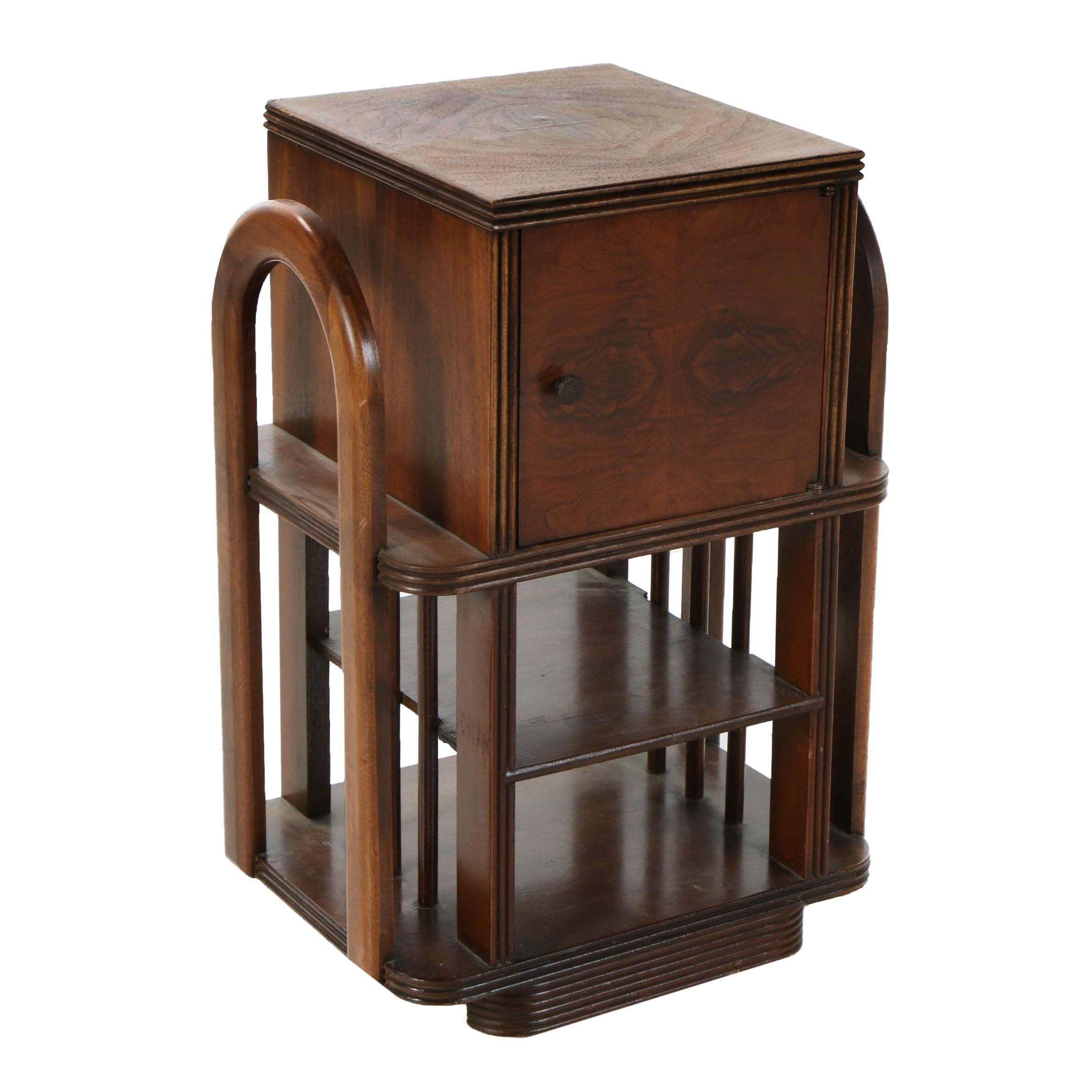 Art Deco Walnut and Figured Walnut Smoking Cabinet