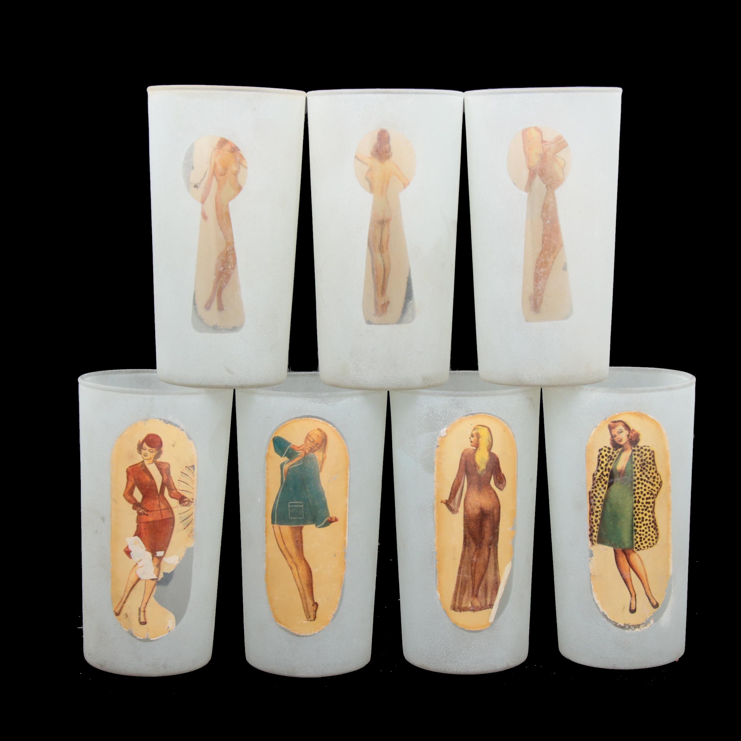 Fishlove "Keyhole" Peek-a-boo Glass Tumblers, 1960s