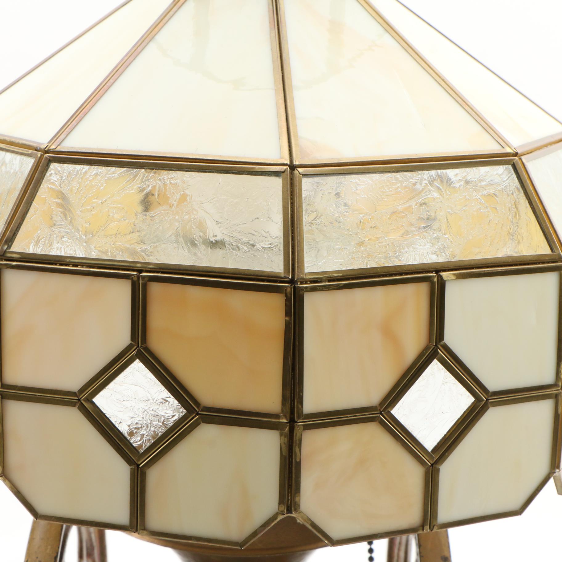 Landers, Frary & Clark Converted Coffee Grinder Table Lamp with Glass Shade