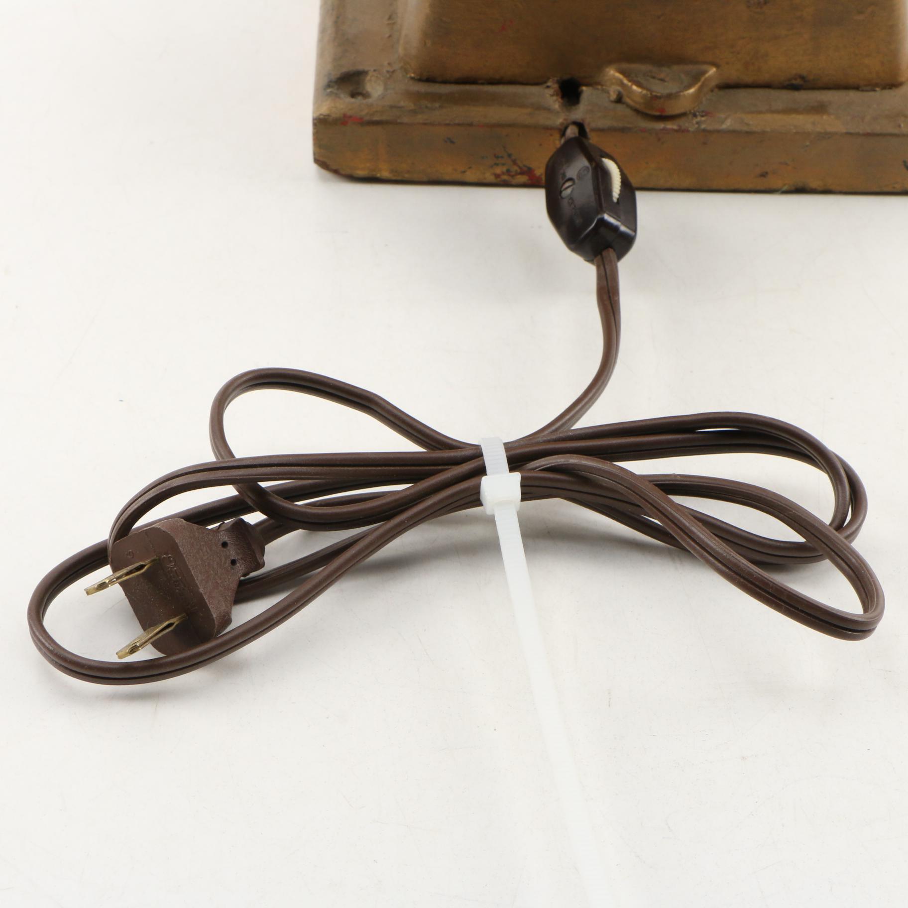 Landers, Frary & Clark Converted Coffee Grinder Table Lamp with Glass Shade