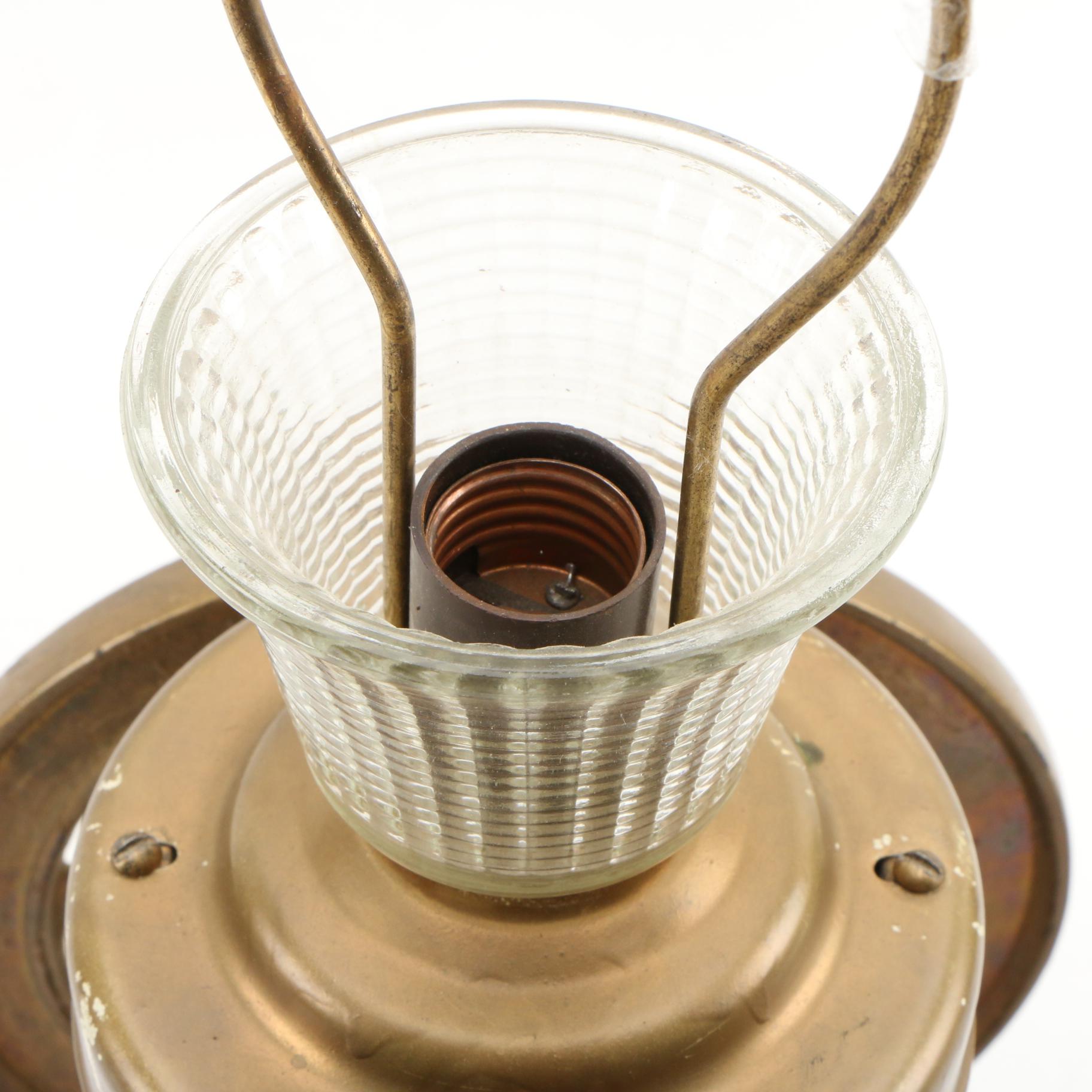 Landers, Frary & Clark Converted Coffee Grinder Table Lamp with Glass Shade