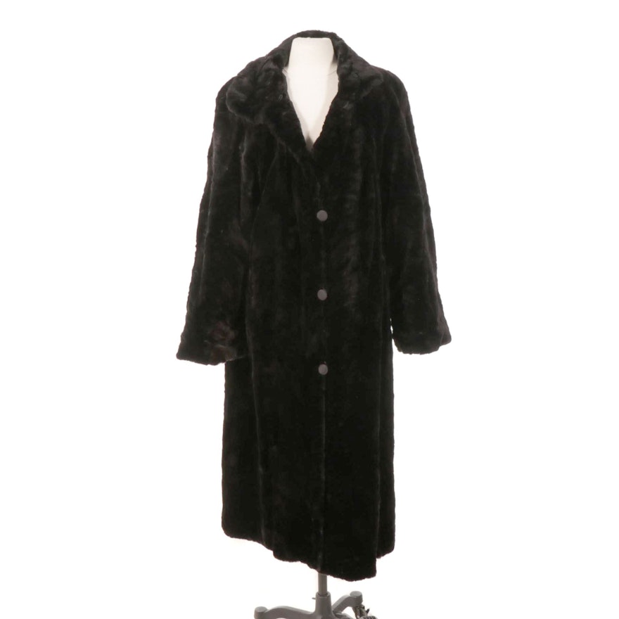 Black Sheared Mink Fur Reversible Button-Front Coat