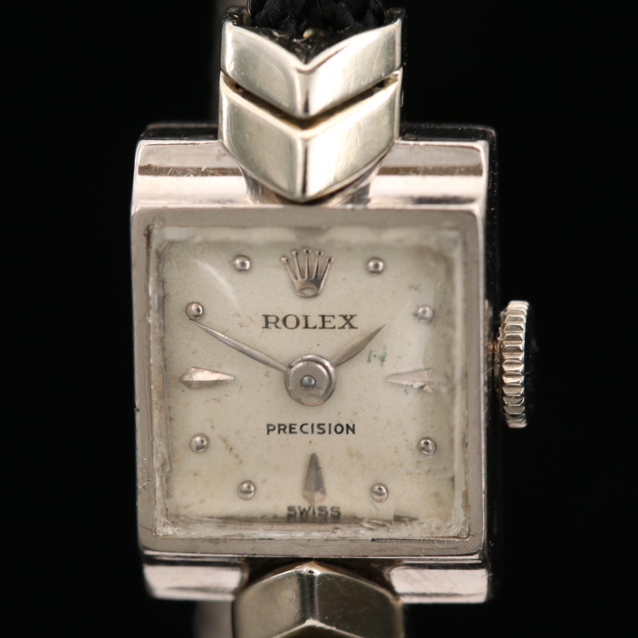 Vintage Rolex Precision 18K Gold Stem Wind Watch, Circa 1950