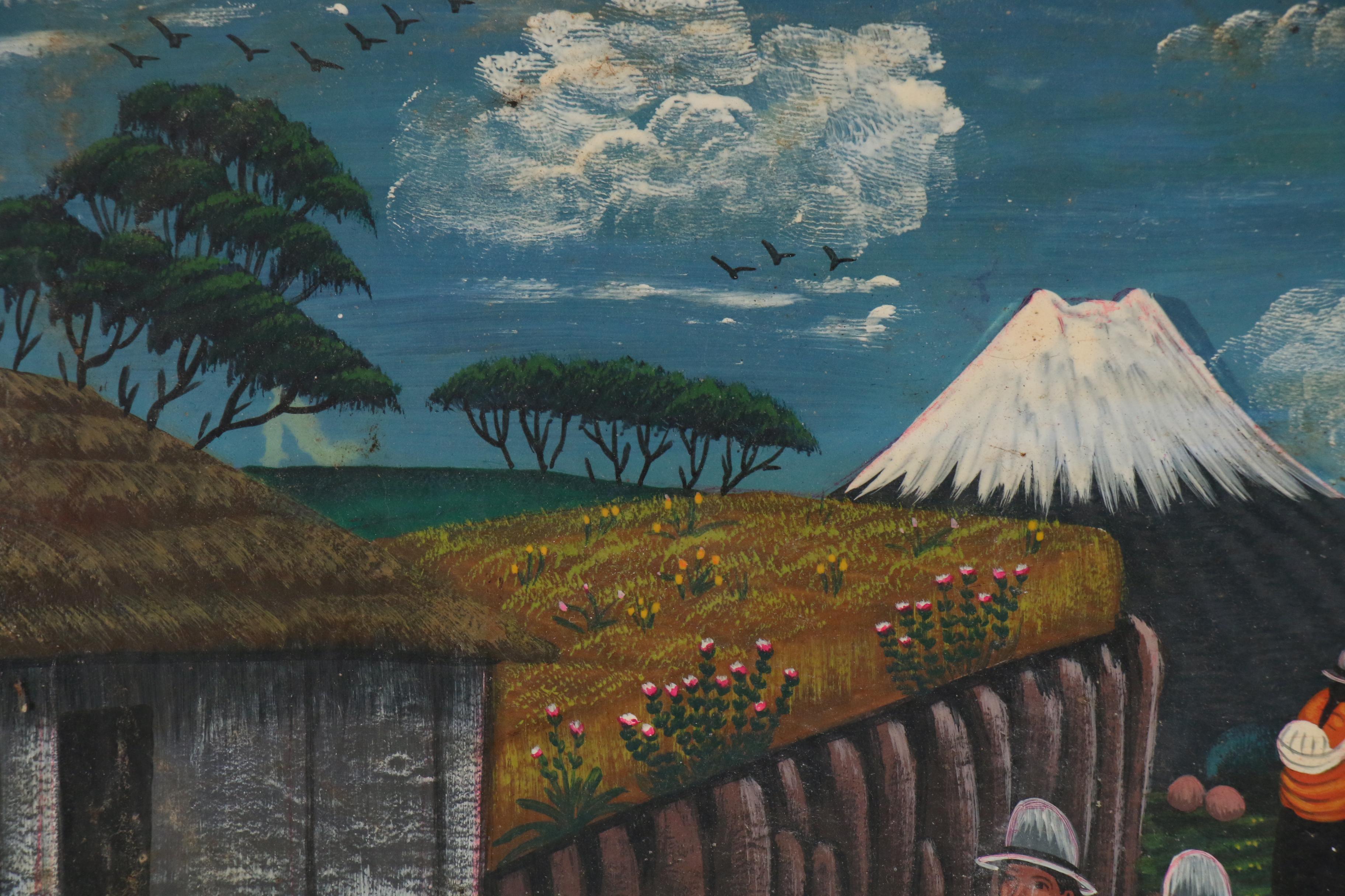 Ecuador Tigua Folk Art Paintings on Sheepskin