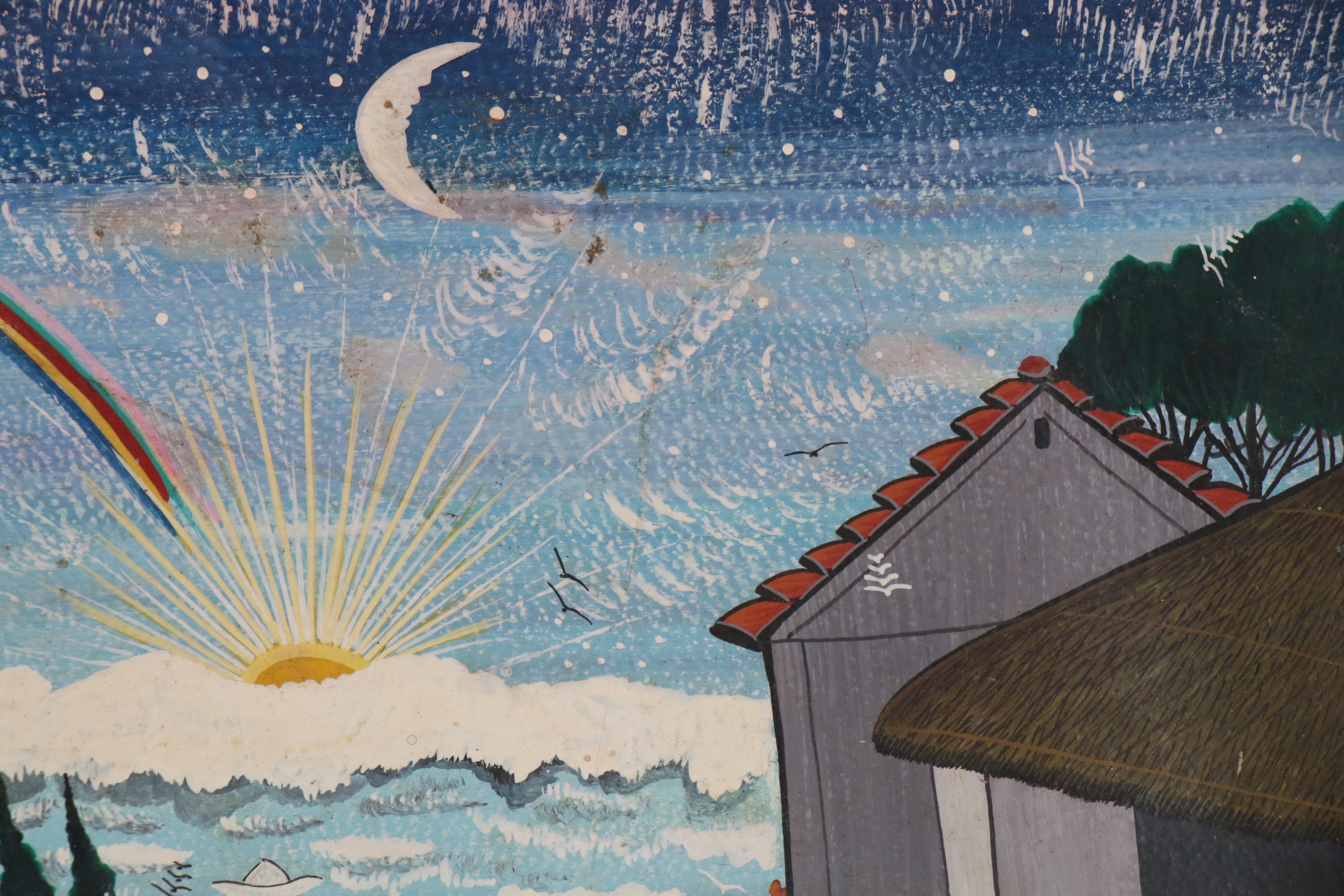 Ecuador Tigua Folk Art Paintings on Sheepskin