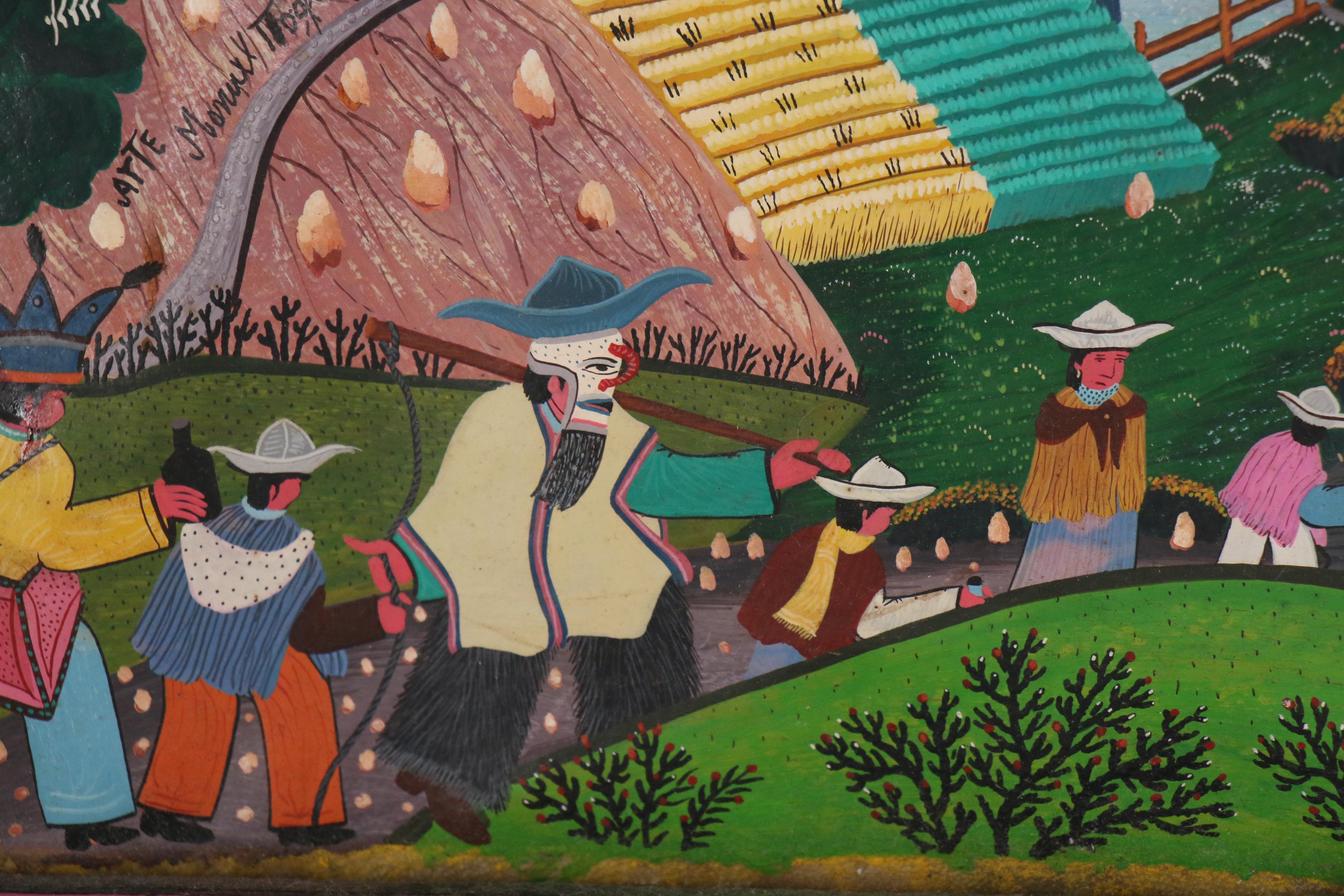 Ecuador Tigua Folk Art Paintings on Sheepskin