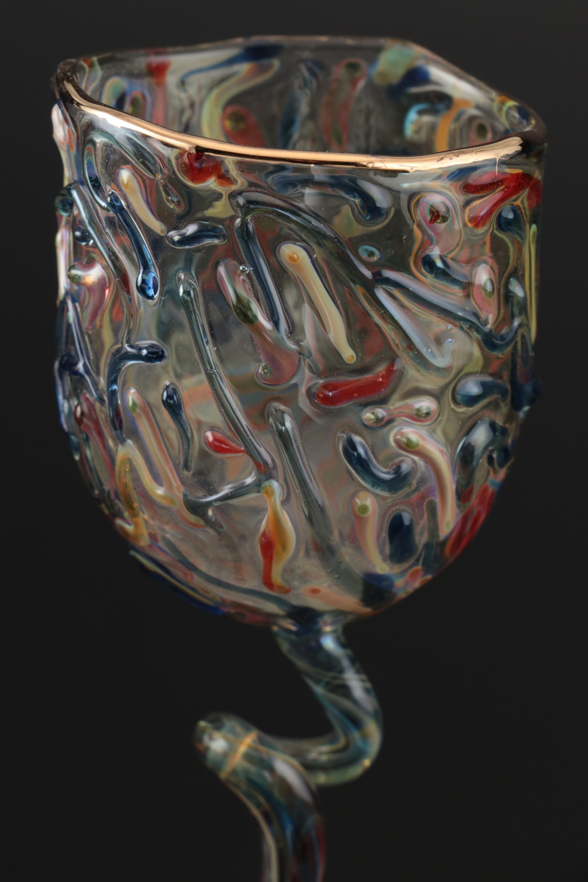 Masami Koda "Hineri" Art Glass Goblets, 1997
