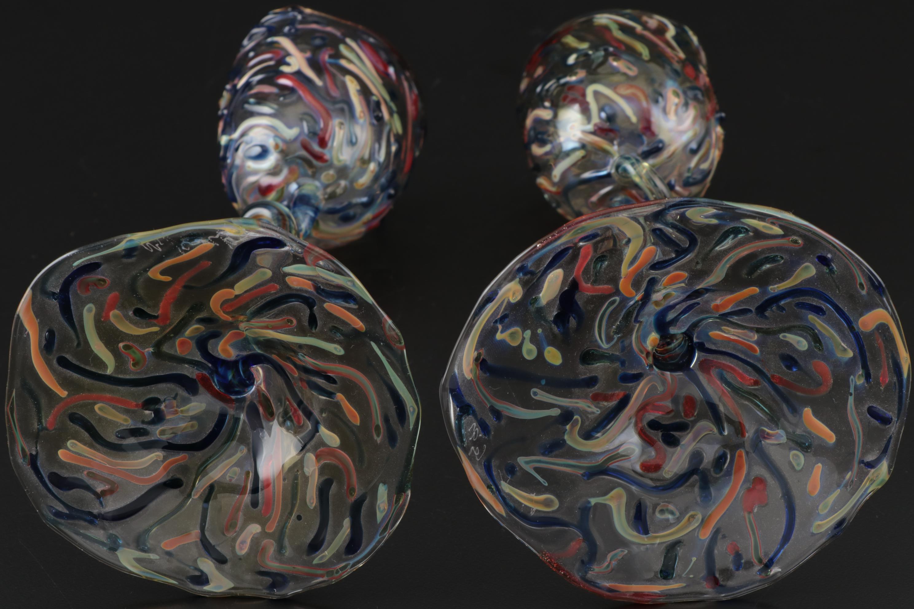 Masami Koda "Hineri" Art Glass Goblets, 1997