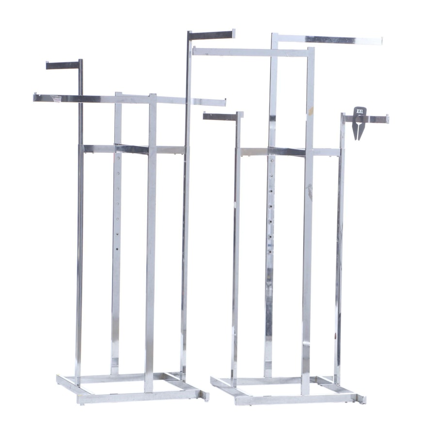 Chrome Adjustable Height Retail Merchandise Display Racks, Contemporary