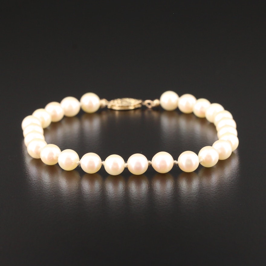 14K Yellow Gold Cultured Pearl Bracelet